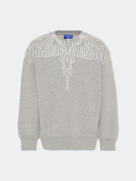 Felpa grigia per bambino con ali,County Of Milan Kids,F5CMJBSW071 101
