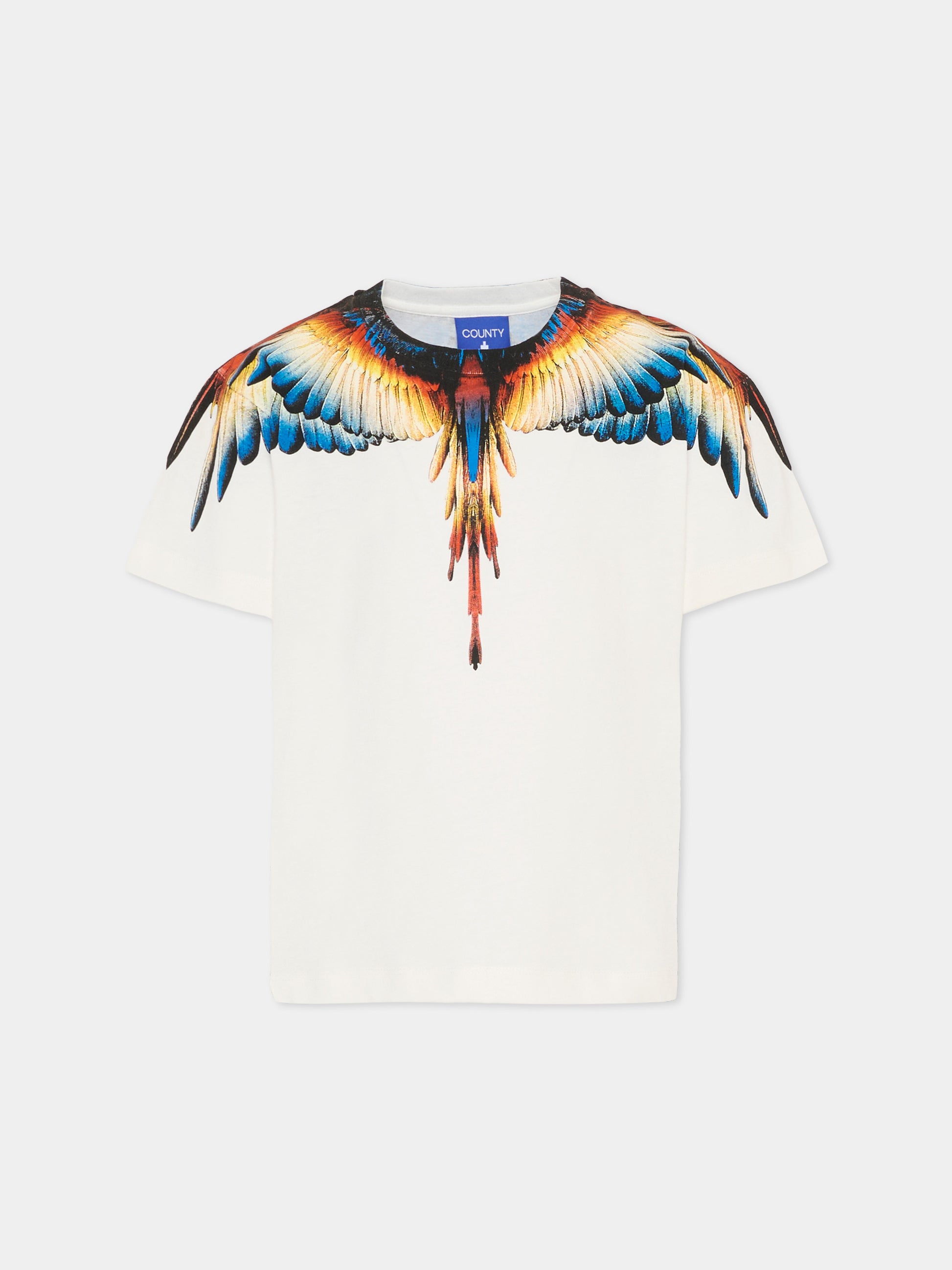 T-shirt avorio per bambino con ali multicolor,County Of Milan Kids,F5CMJBTH062 002