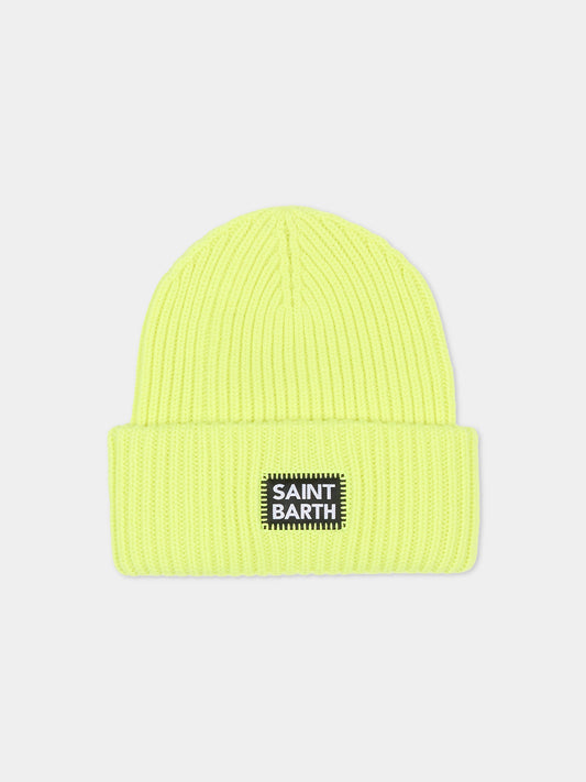 Berretto giallo fluo per bambini con logo,Mc2 Saint Barth,BRR0001 02540G