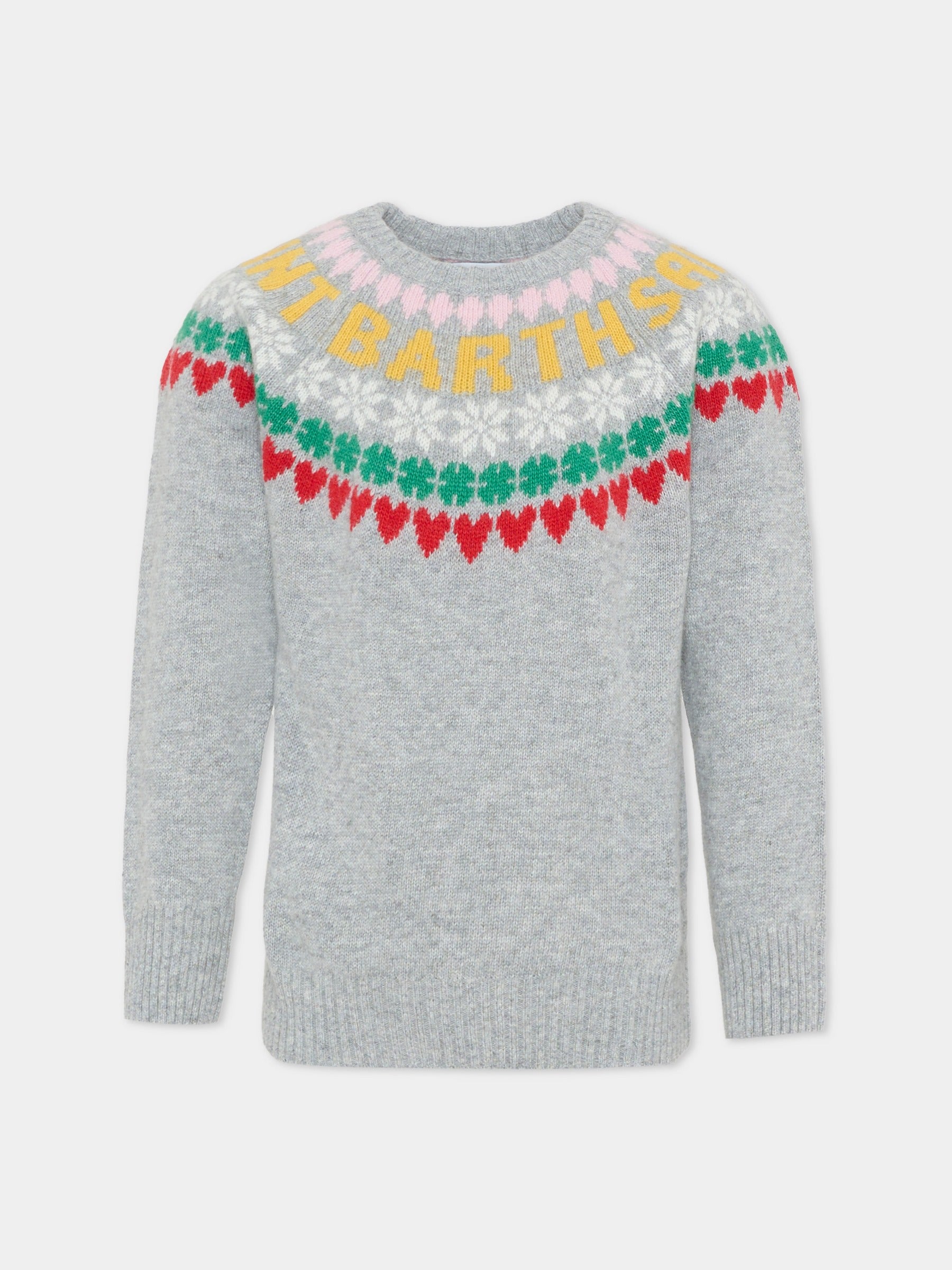 Maglione grigio per bambina con motivo jacquard,Mc2 Saint Barth,PRC0010 00678G