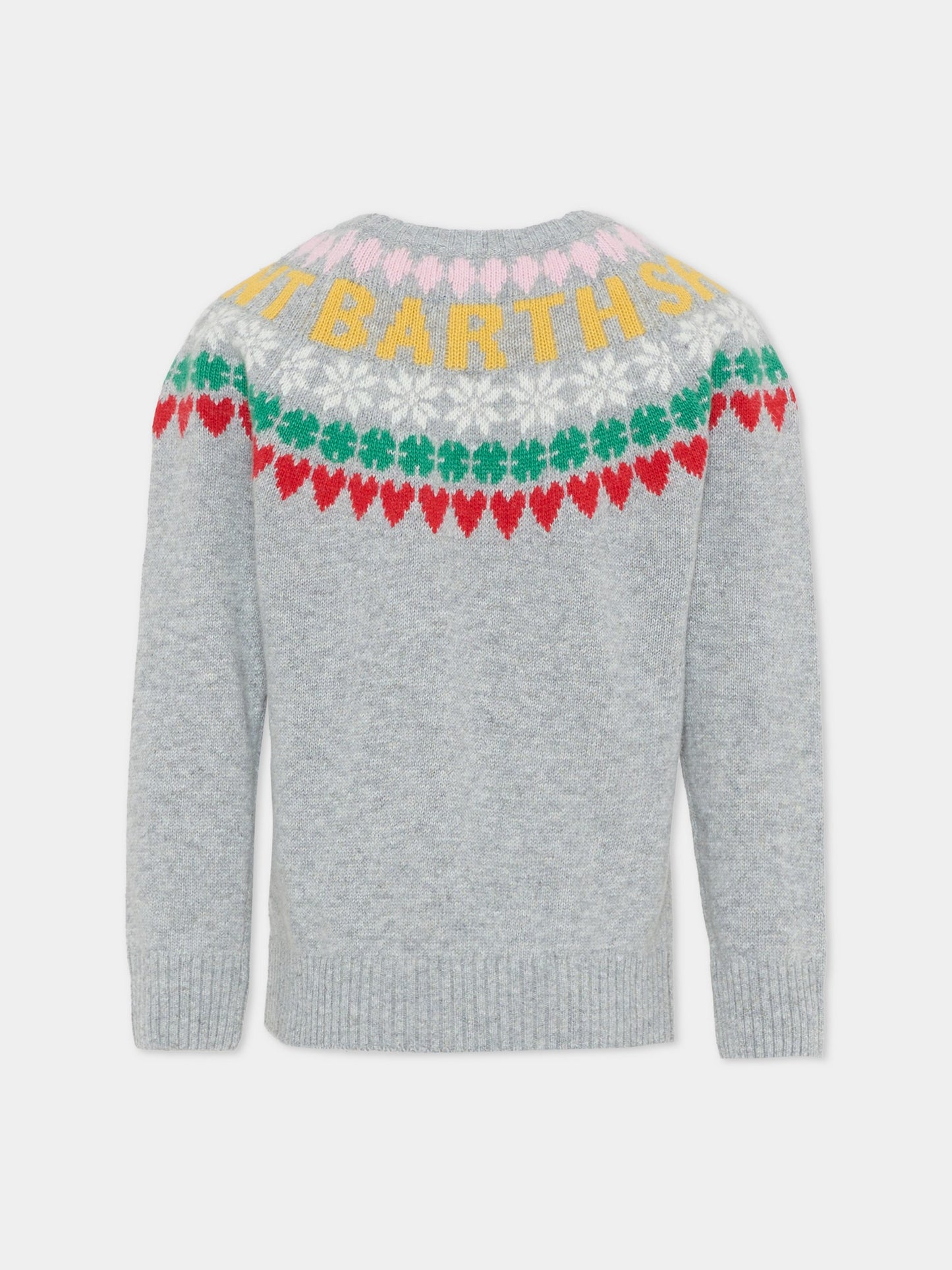 Maglione grigio per bambina con motivo jacquard,Mc2 Saint Barth,PRC0010 00678G