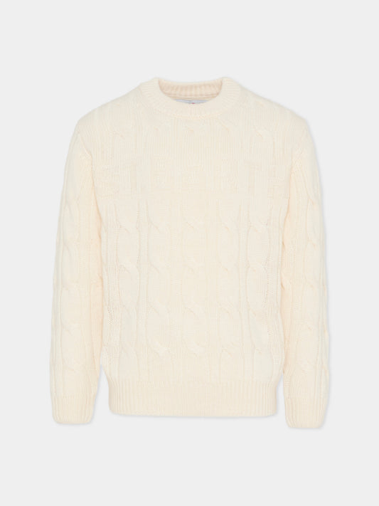 Maglione avorio per bambini con logo,Mc2 Saint Barth,MRC0001 00303G