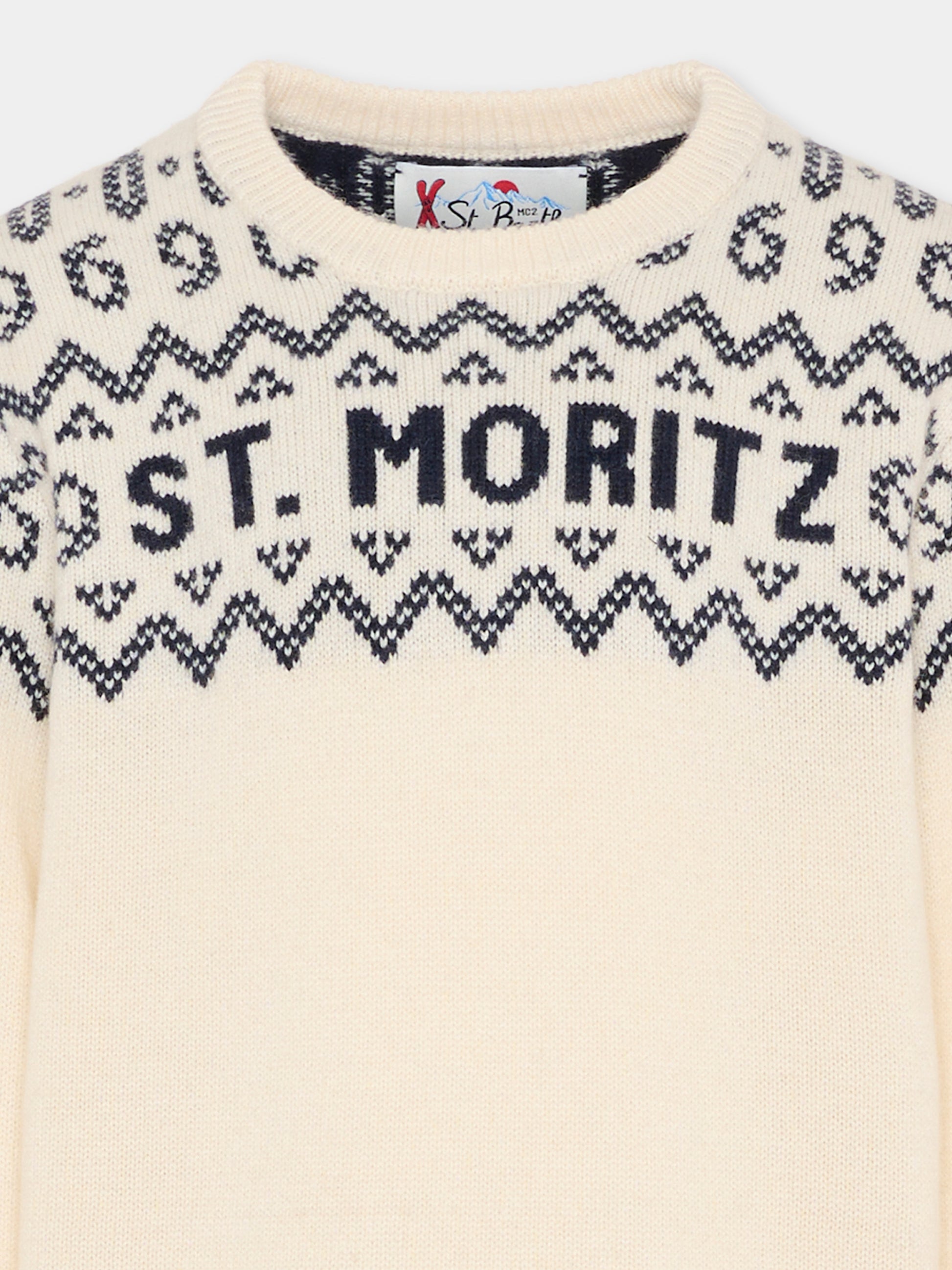 Maglione avorio per bambino con motivo jacquard,Mc2 Saint Barth,DOU0003 02384G