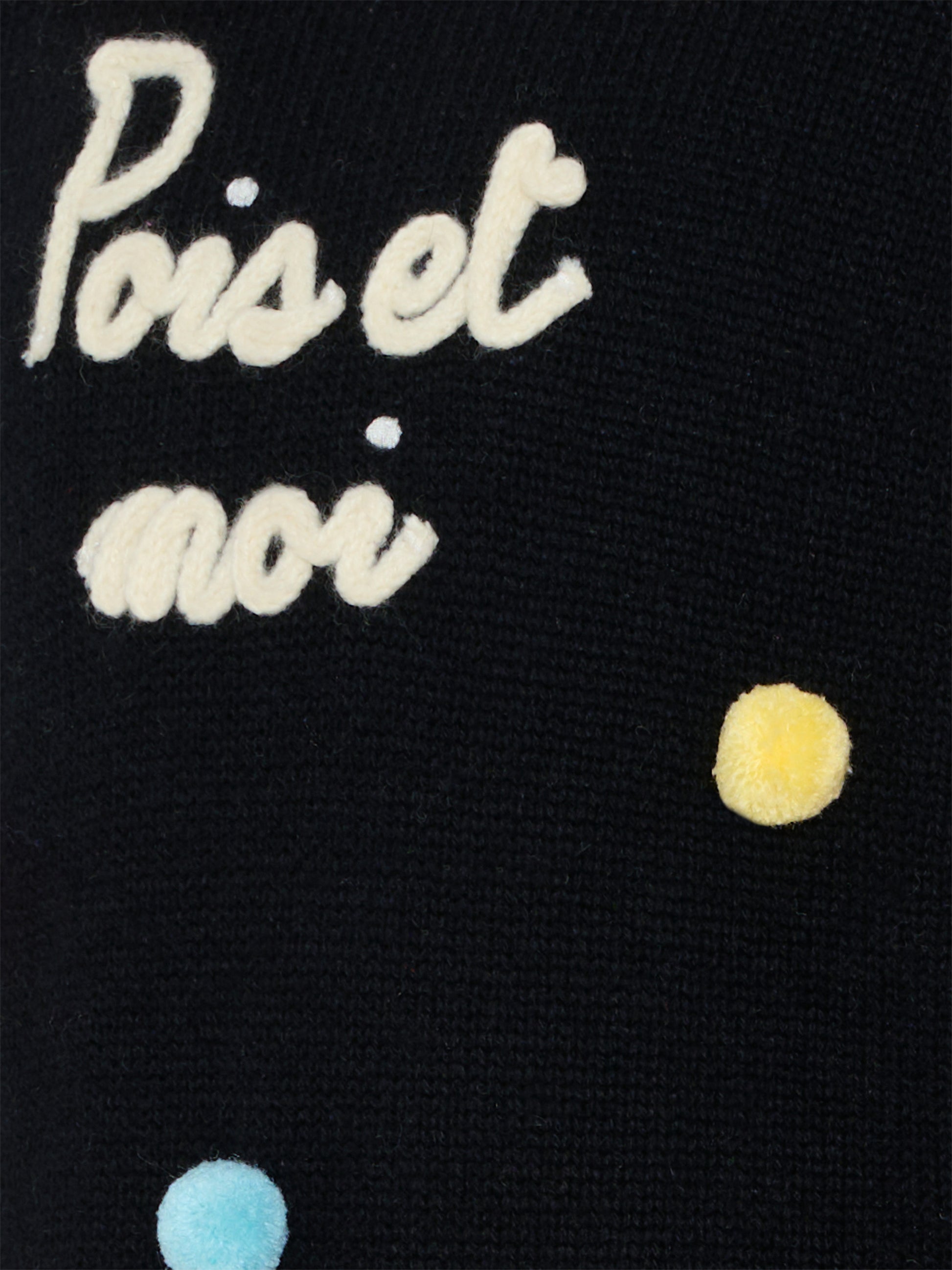 Maglione nero per bambina con pompon,Mc2 Saint Barth,LVE001 01909G