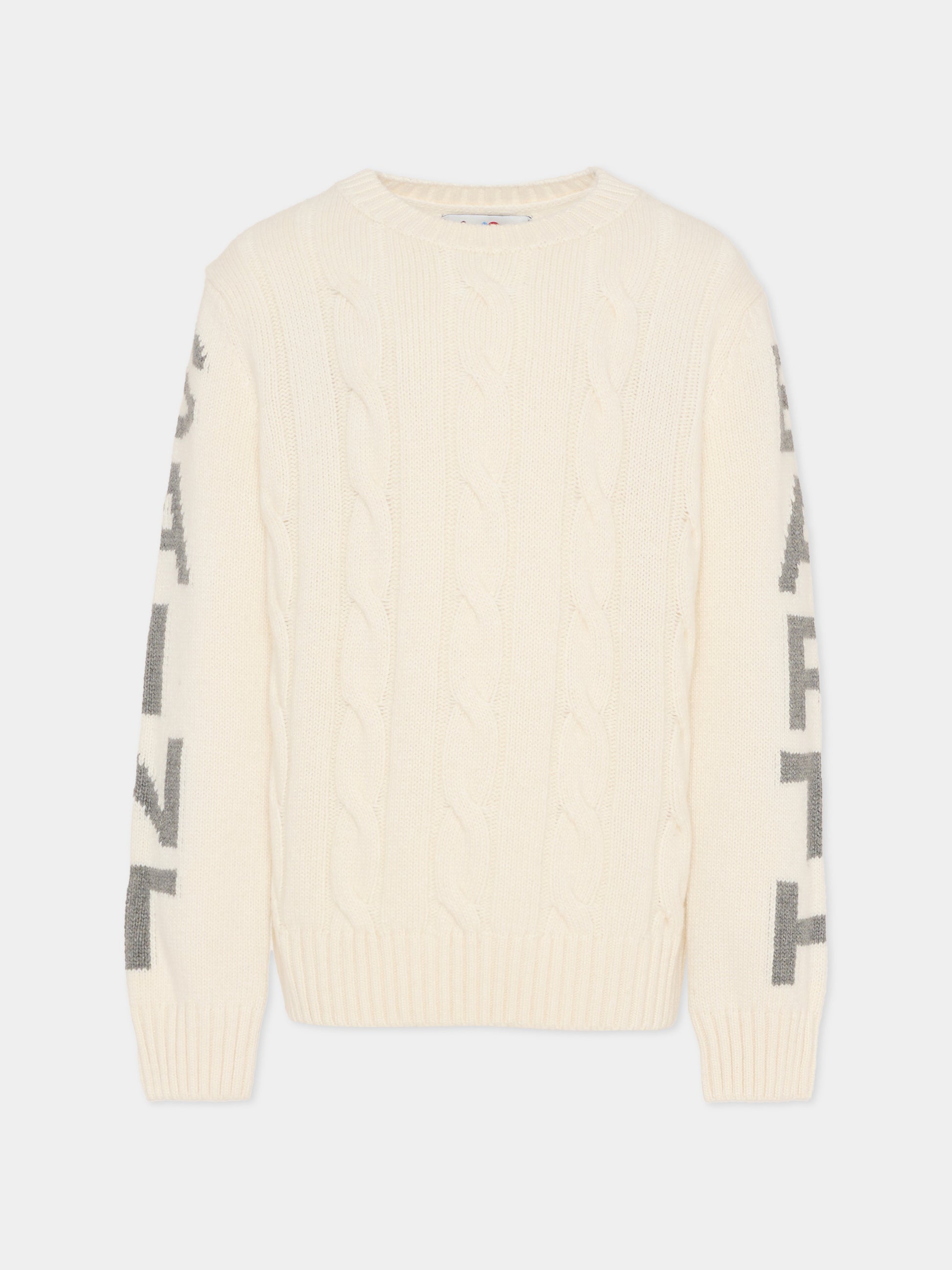 Maglione avorio per bambino con logo grigio,Mc2 Saint Barth,BERG002 02346G