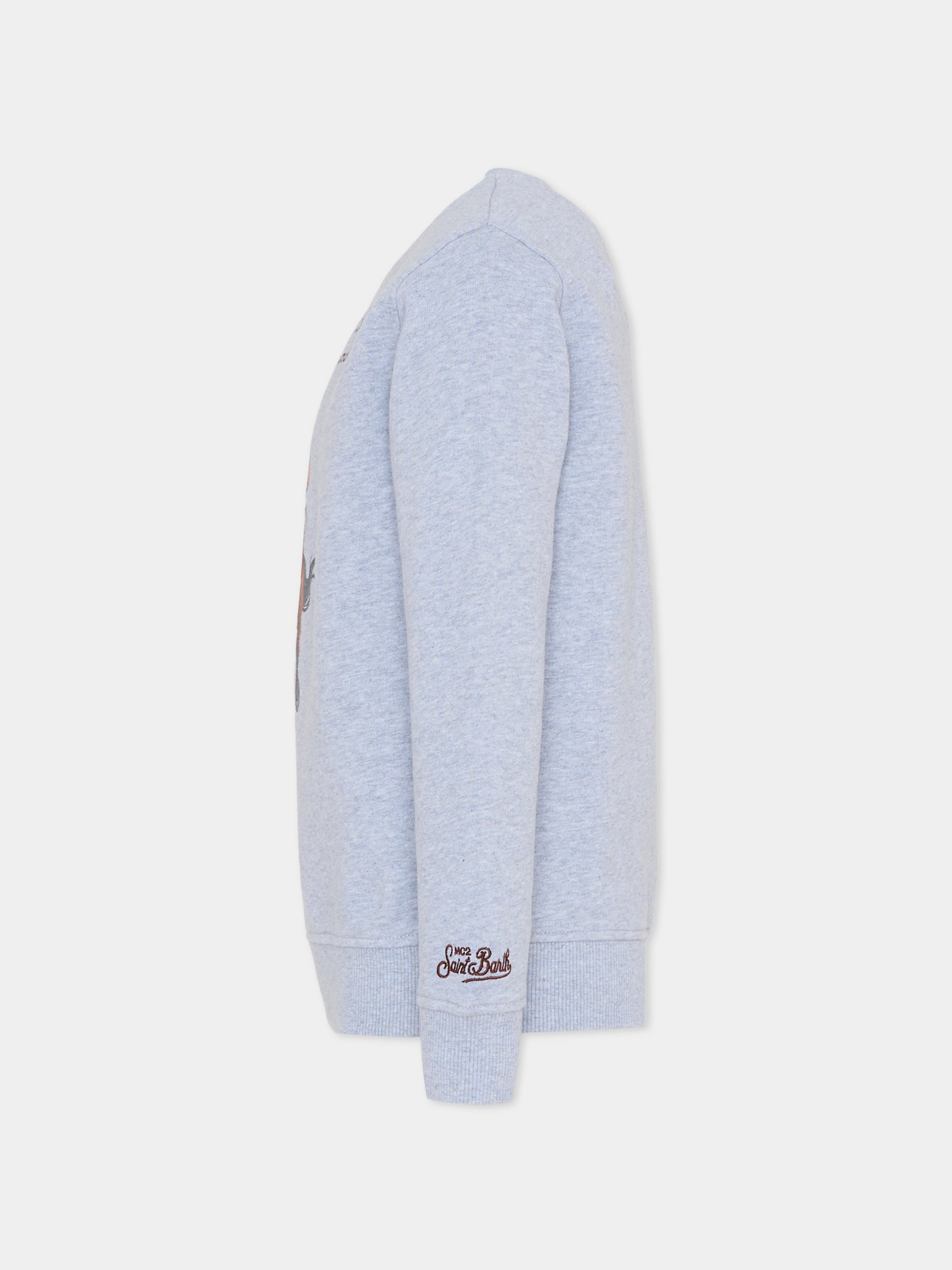 Felpa  grigia per bambino con stampa orsetto,Mc2 Saint Barth,HUT0004 01050I