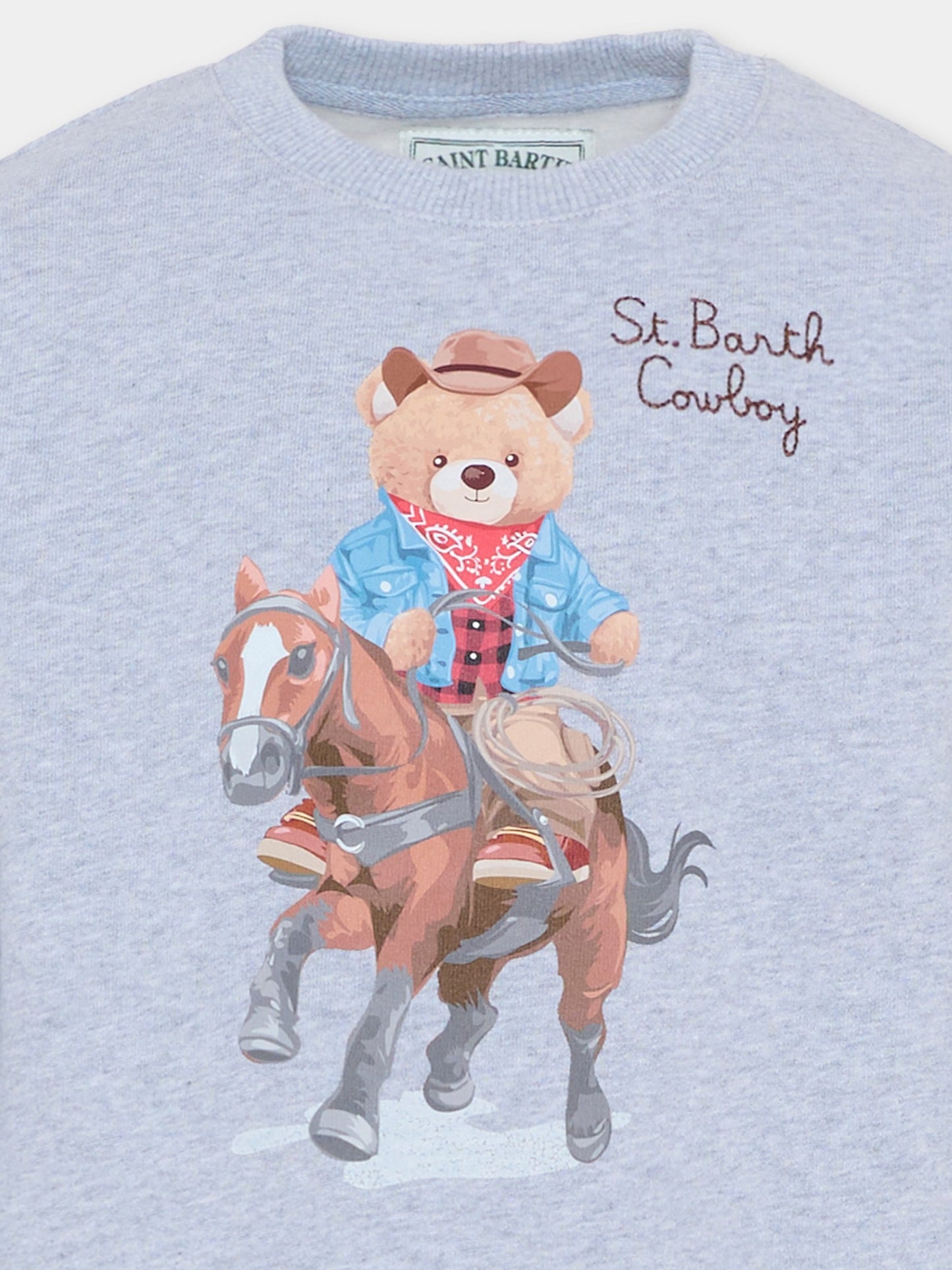 Felpa  grigia per bambino con stampa orsetto,Mc2 Saint Barth,HUT0004 01050I