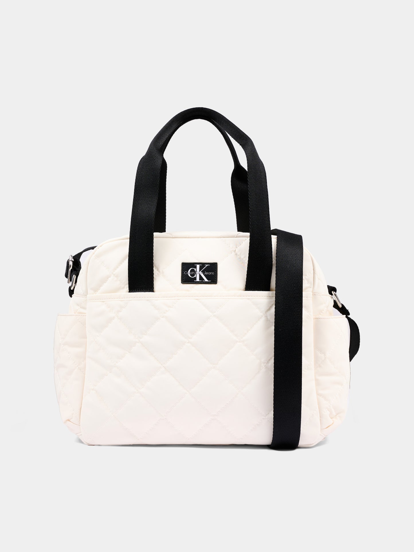 Borsa mamma avorio per neonati trapuntata con logo,Calvin Klein Kids,IU0IU00567 YAS
