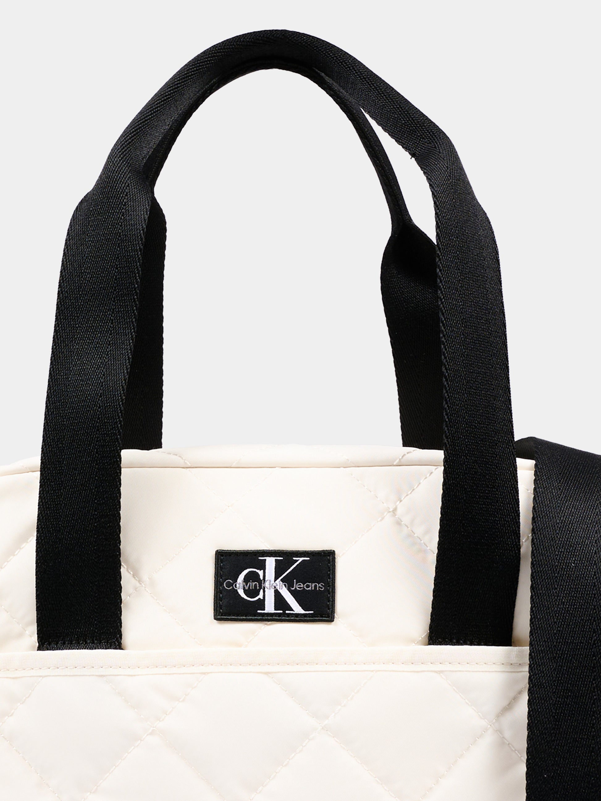 Borsa mamma avorio per neonati trapuntata con logo,Calvin Klein Kids,IU0IU00567 YAS