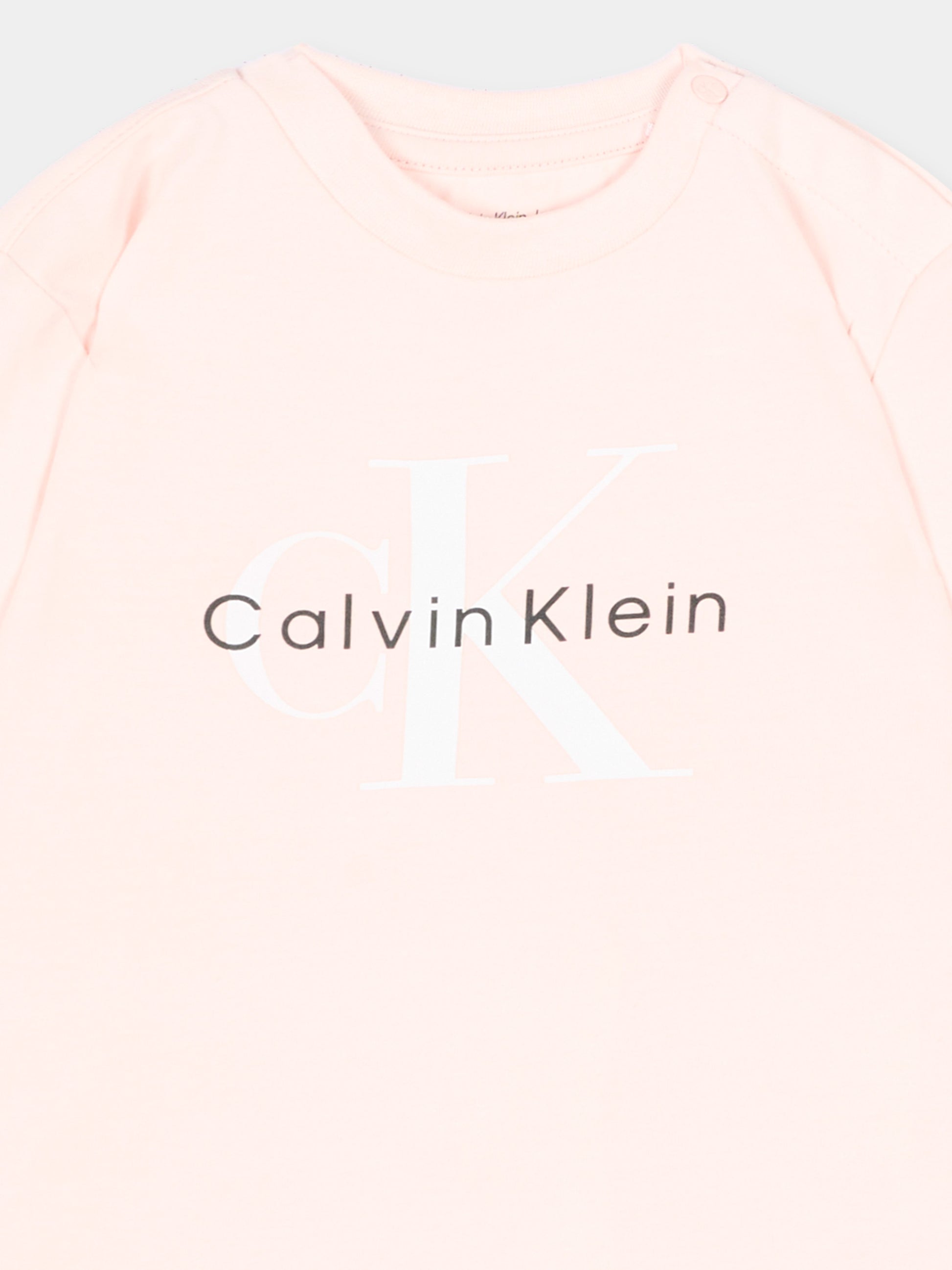 T-Shirt rosa per neonata con logo,Calvin Klein Kids,LV1CKTJA49 T0R