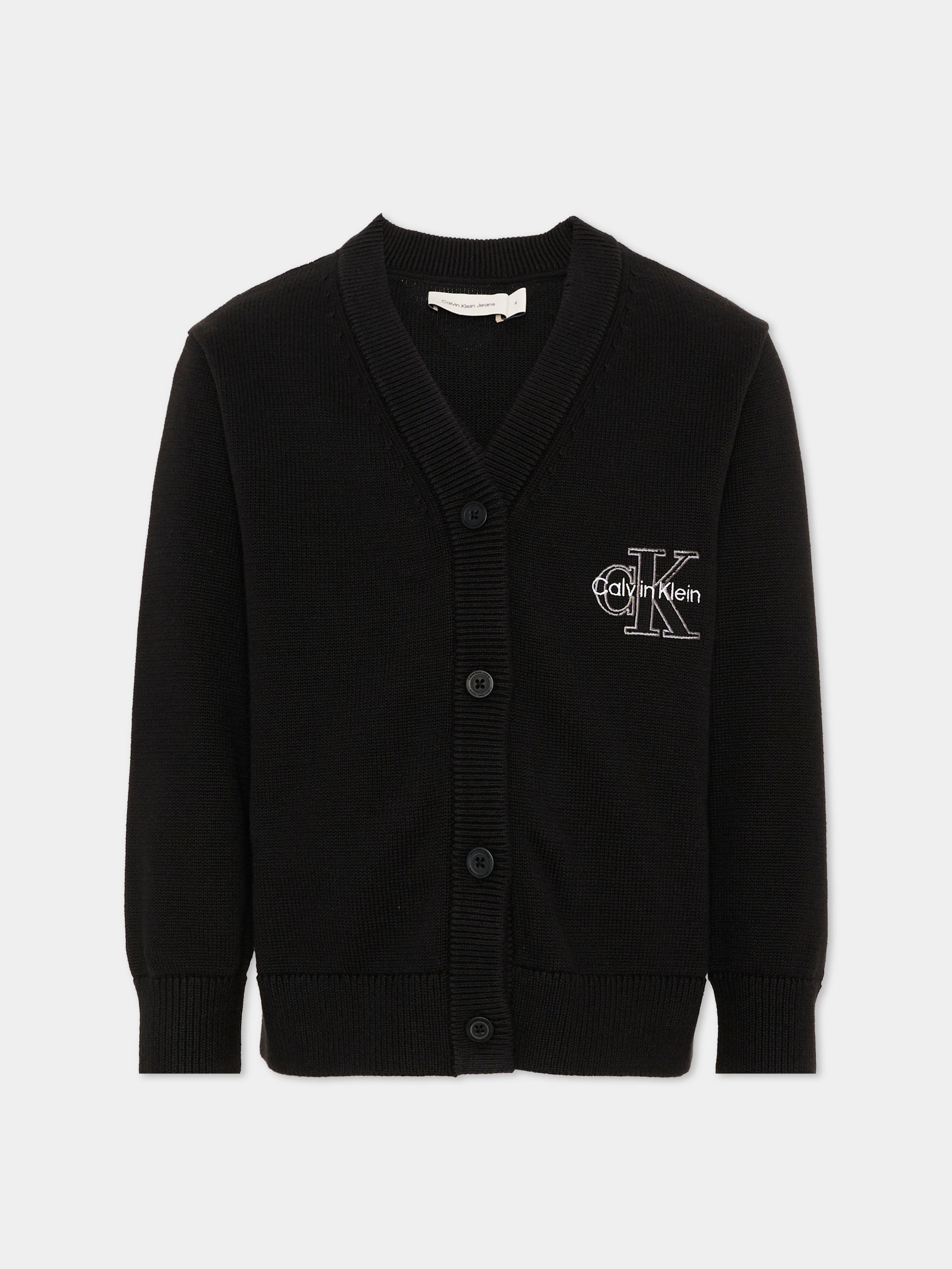Cardigan nero per bambino con logo,Calvin Klein Kids,LVCKTJF03B BEH