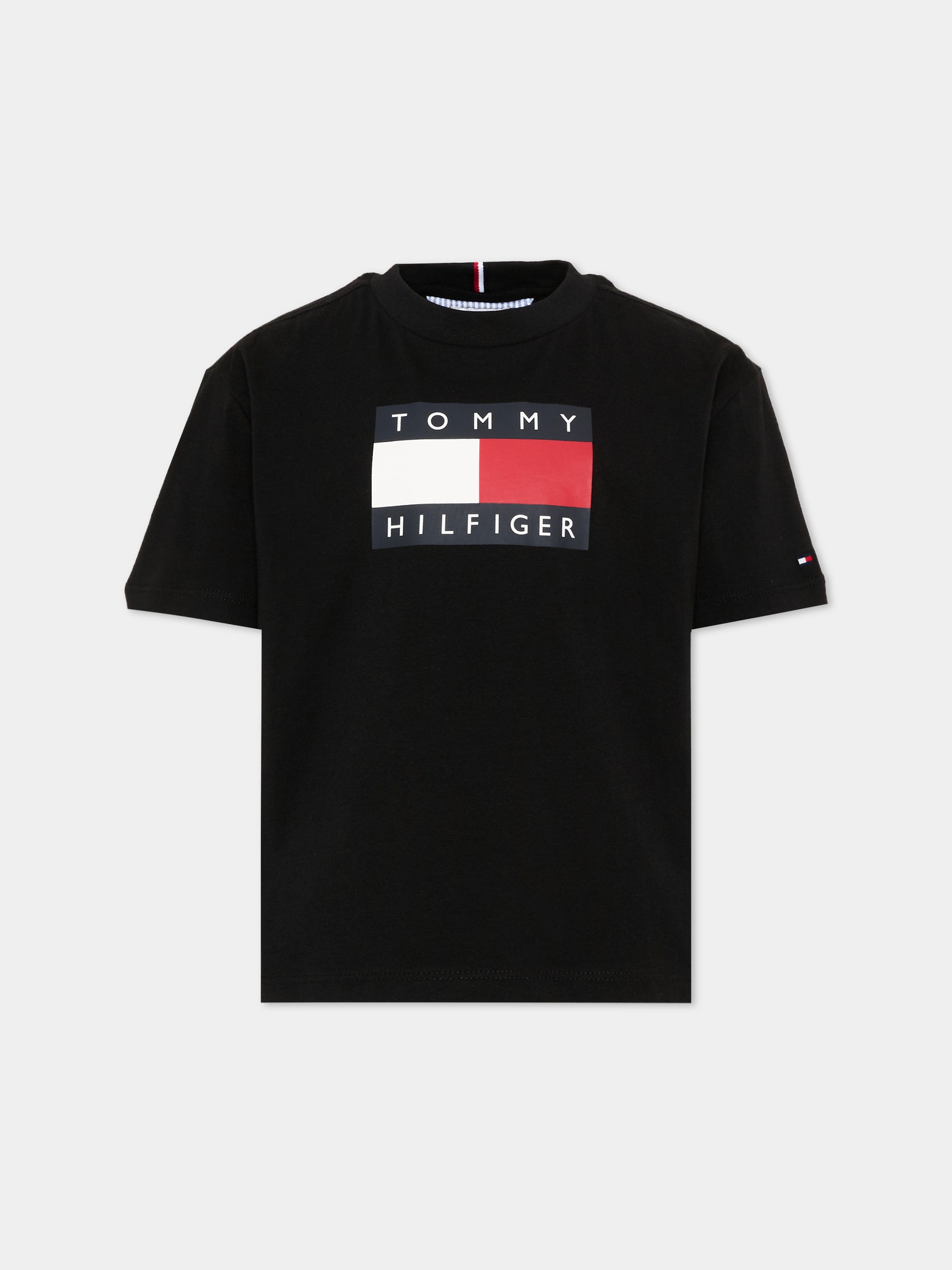 T-Shirt nera per bambino con logo,Tommy Hilfiger Junior,KB0KB10340 BDS