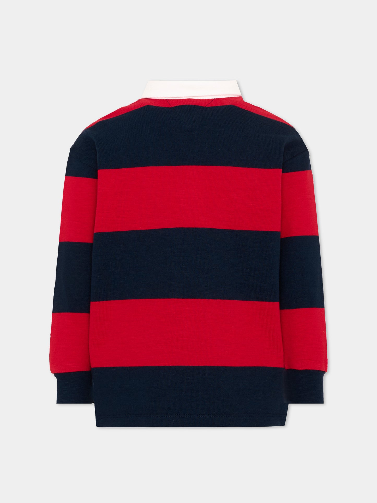 Polo rossa per bambino a righe con logo,Tommy Hilfiger Junior,KB0KB10475 XLG