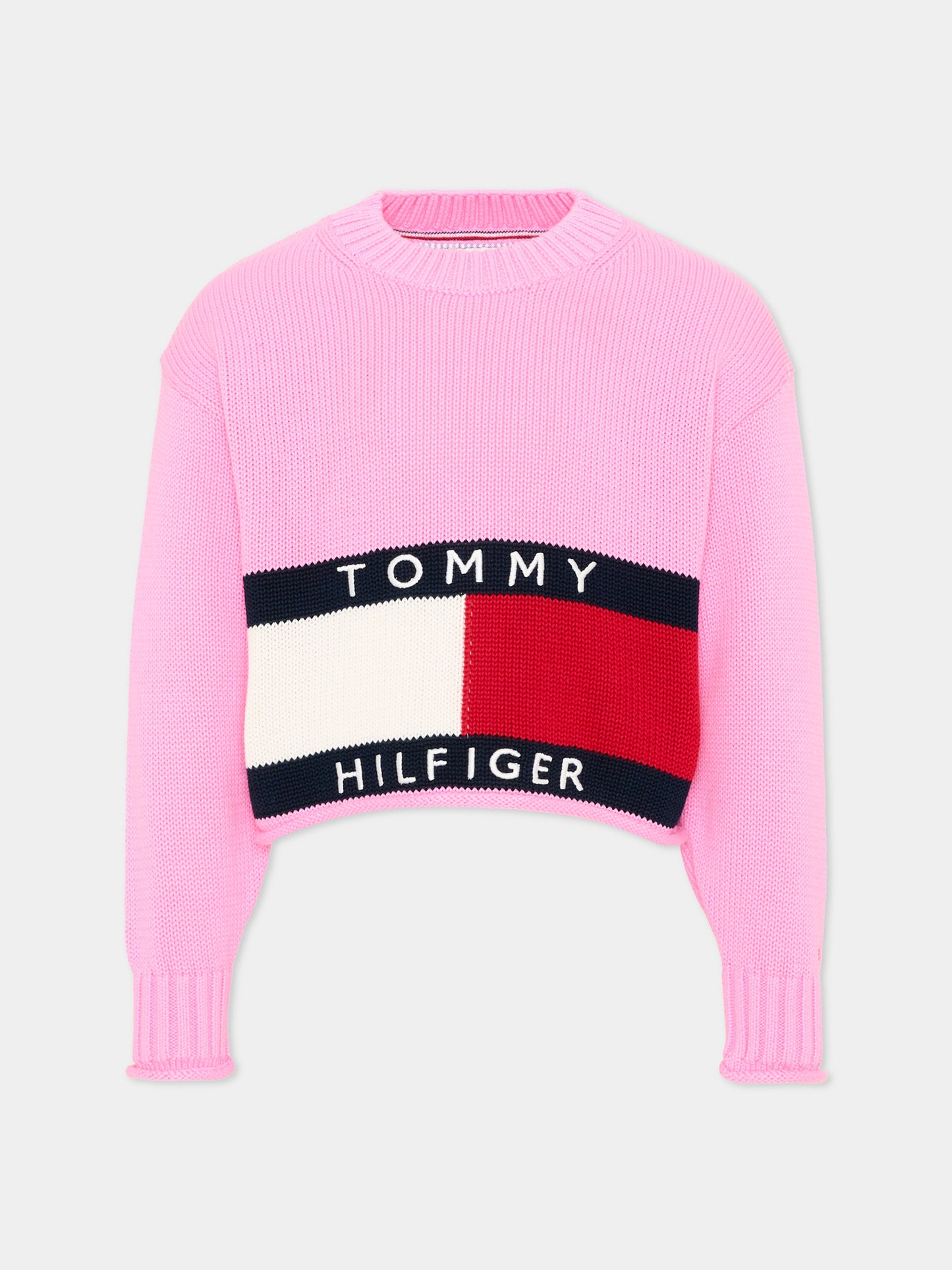 Maglione rosa per bambina con logo,Tommy Hilfiger Junior,KG0KG08922 TOU