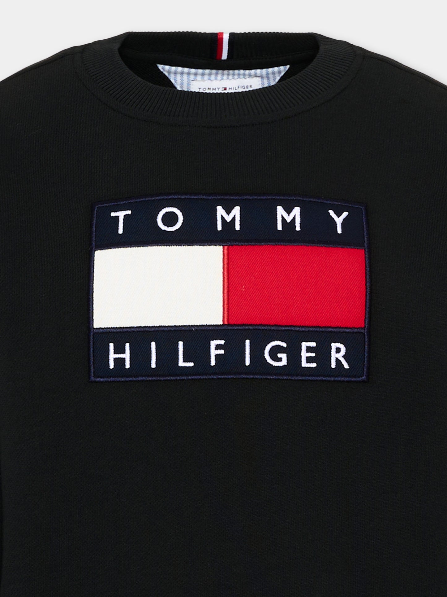 Felpa nera per bambina con logo,Tommy Hilfiger Junior,KS0KS00709 BDS