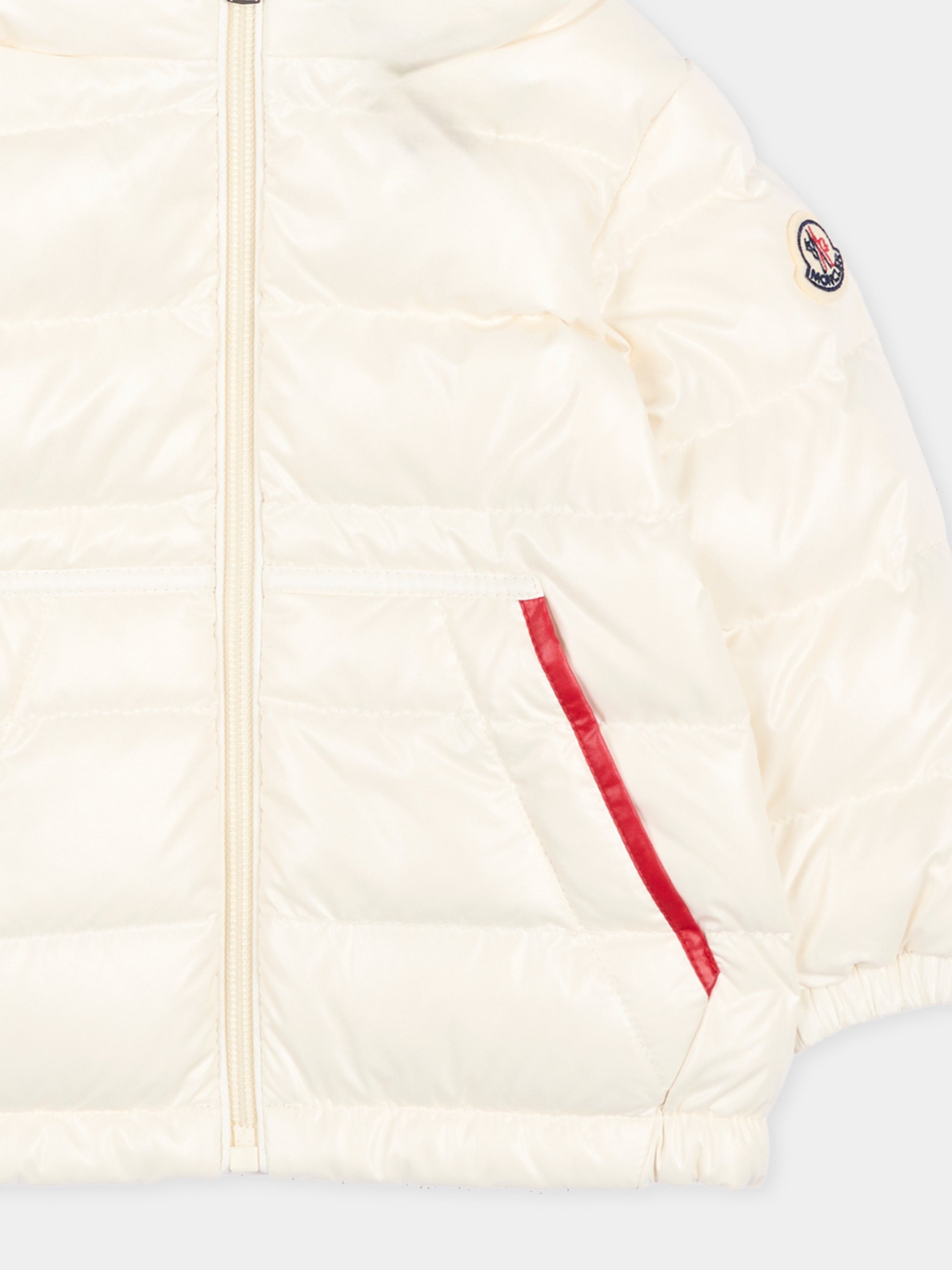 Piumino avorio Icarus per neonato con logo,Moncler Kids,L2951 1A00007 597YX 034
