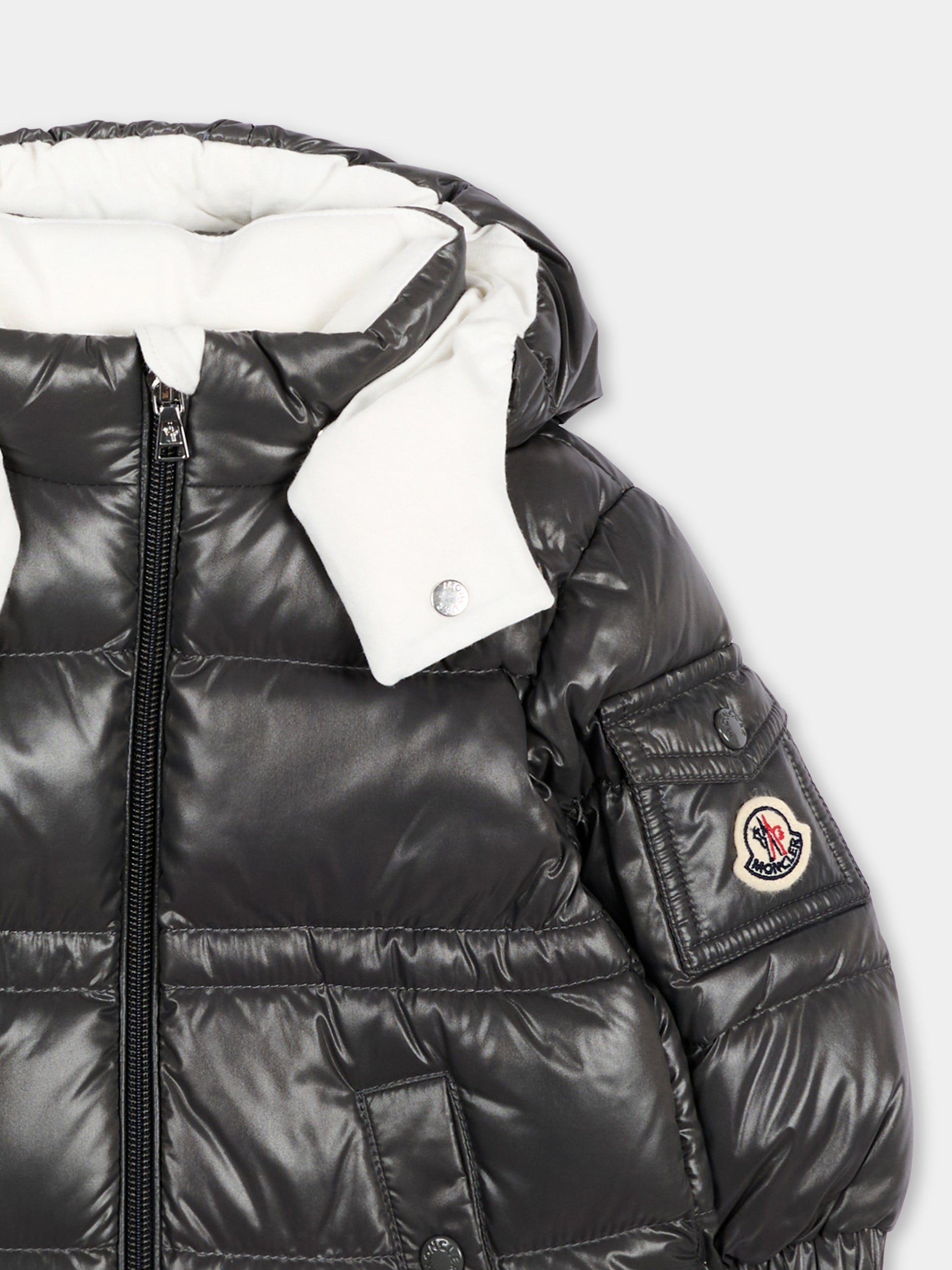 Piumino grigio Maire per neonata con logo,Moncler Kids,L2951 1A00021 597Z8 92A