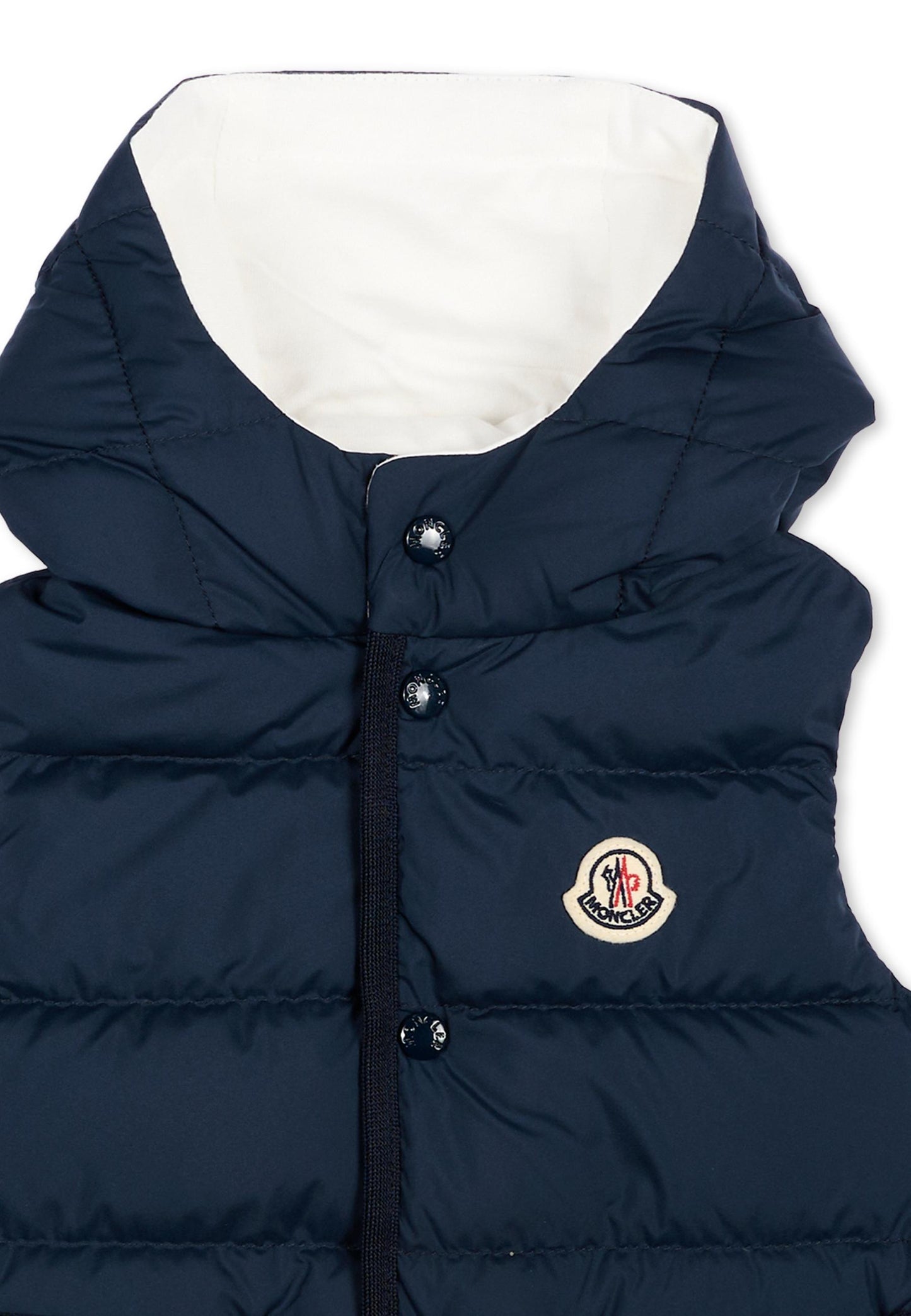Gilet blu Pax per neonato con logo,Moncler Kids,L2951 1A00026 597YW 77B