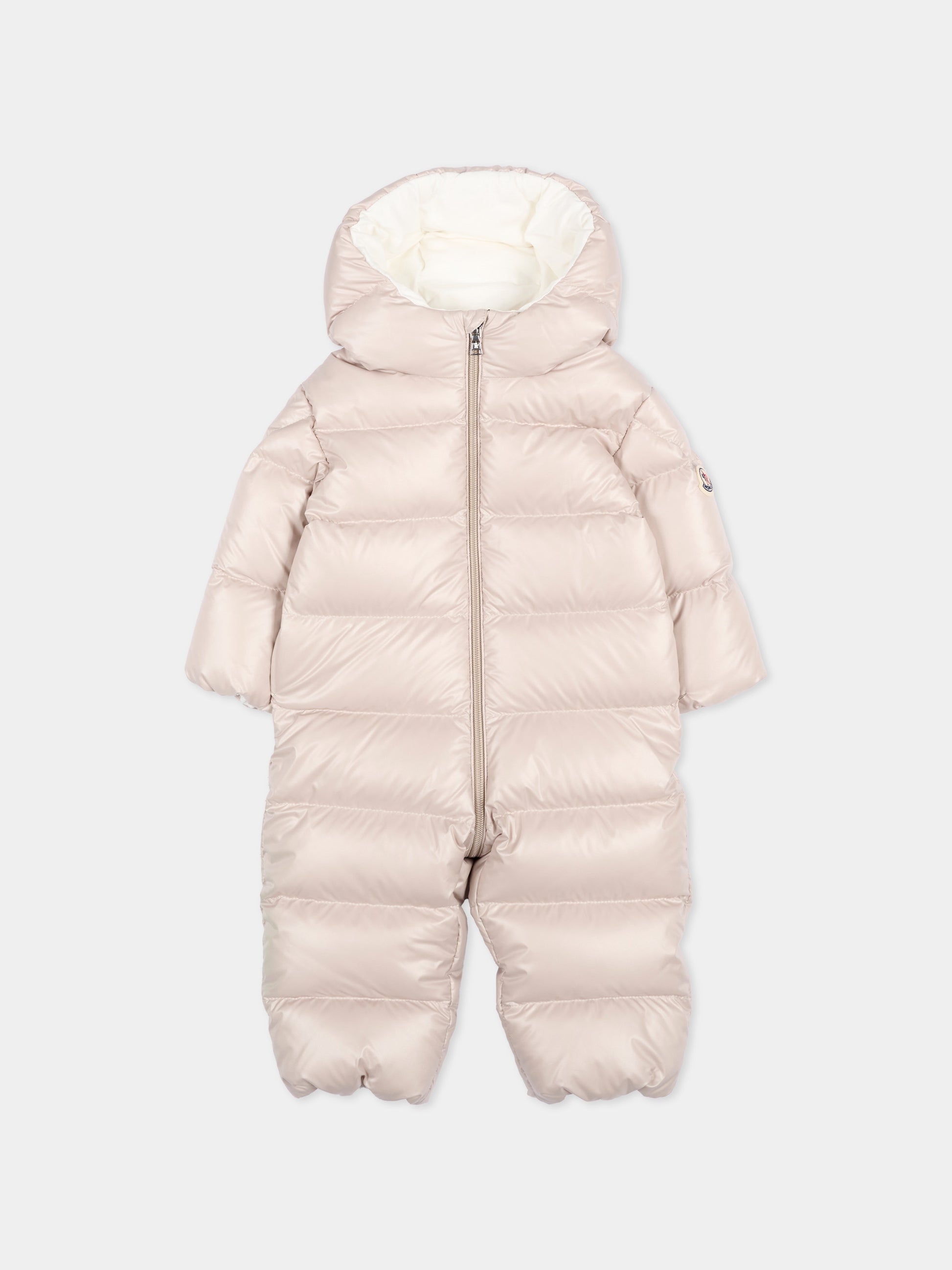 Piumino beige Alanie per neonati con logo,Moncler Kids,L2951 1G00002 597YX 20N