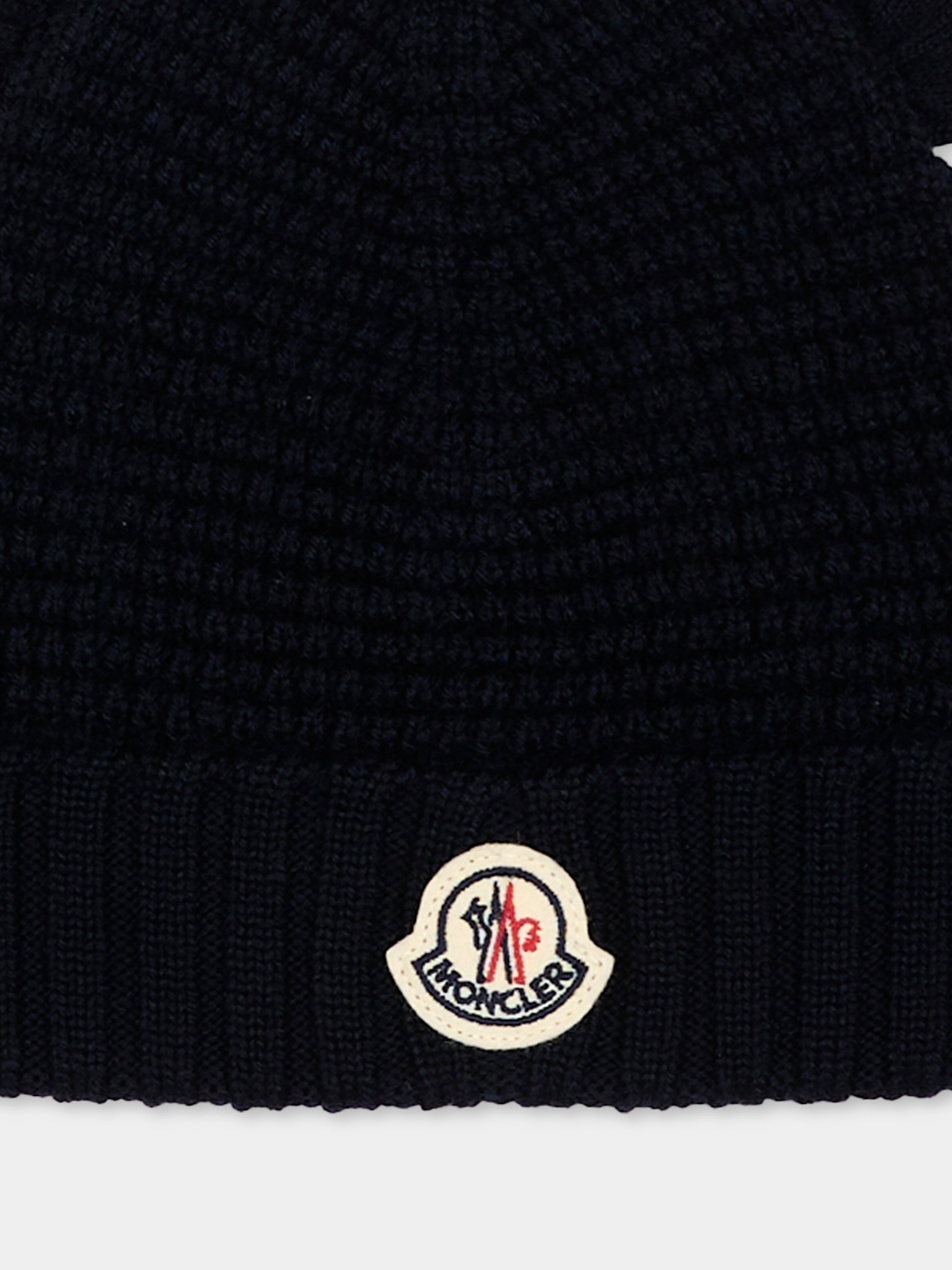 Berretto blu per neonati con logo,Moncler Kids,L2951 3B00005 M1131 742