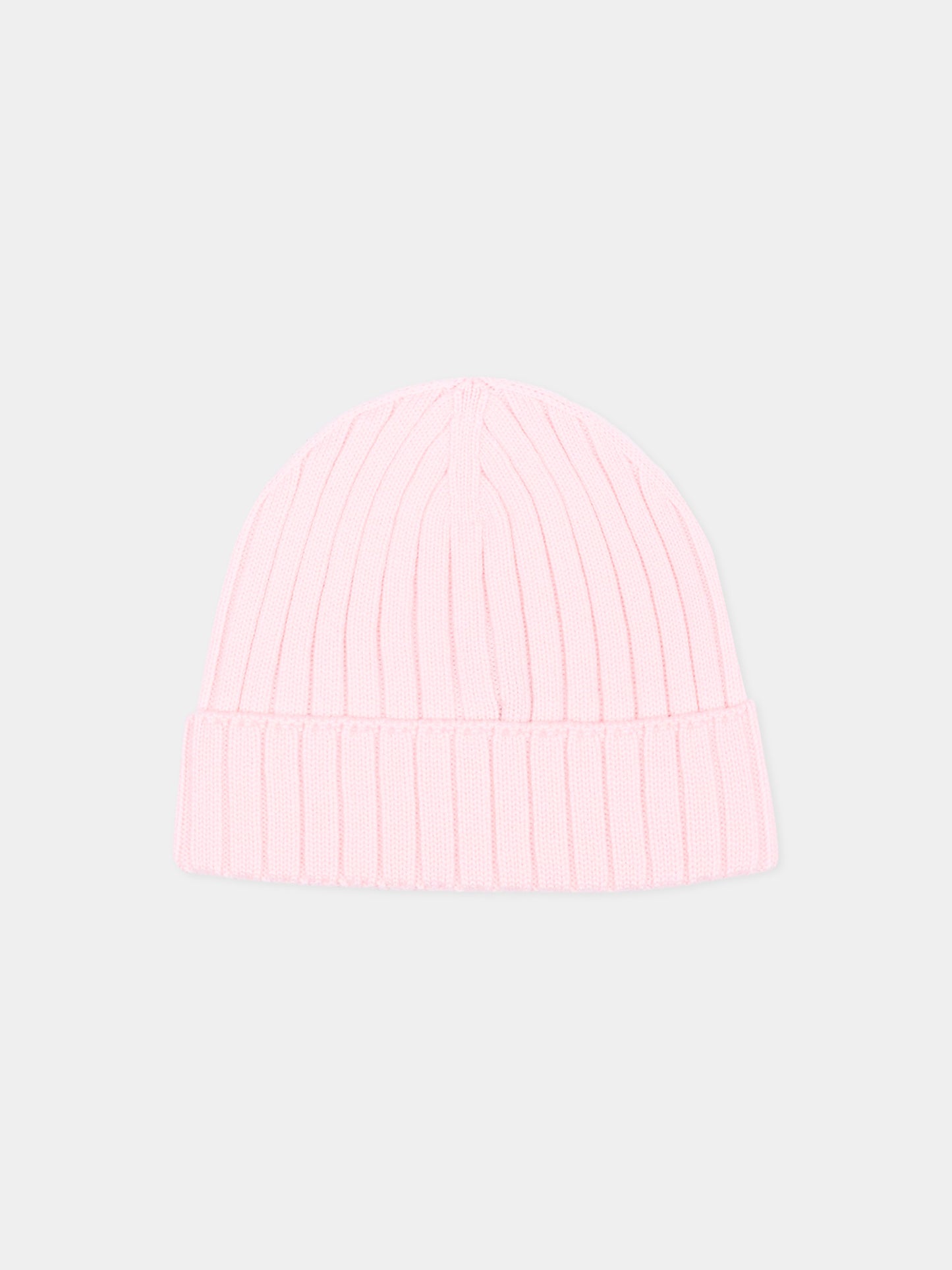 Berretto rosa per neonata con logo,Moncler Kids,L2951 3B00006 M1131 529