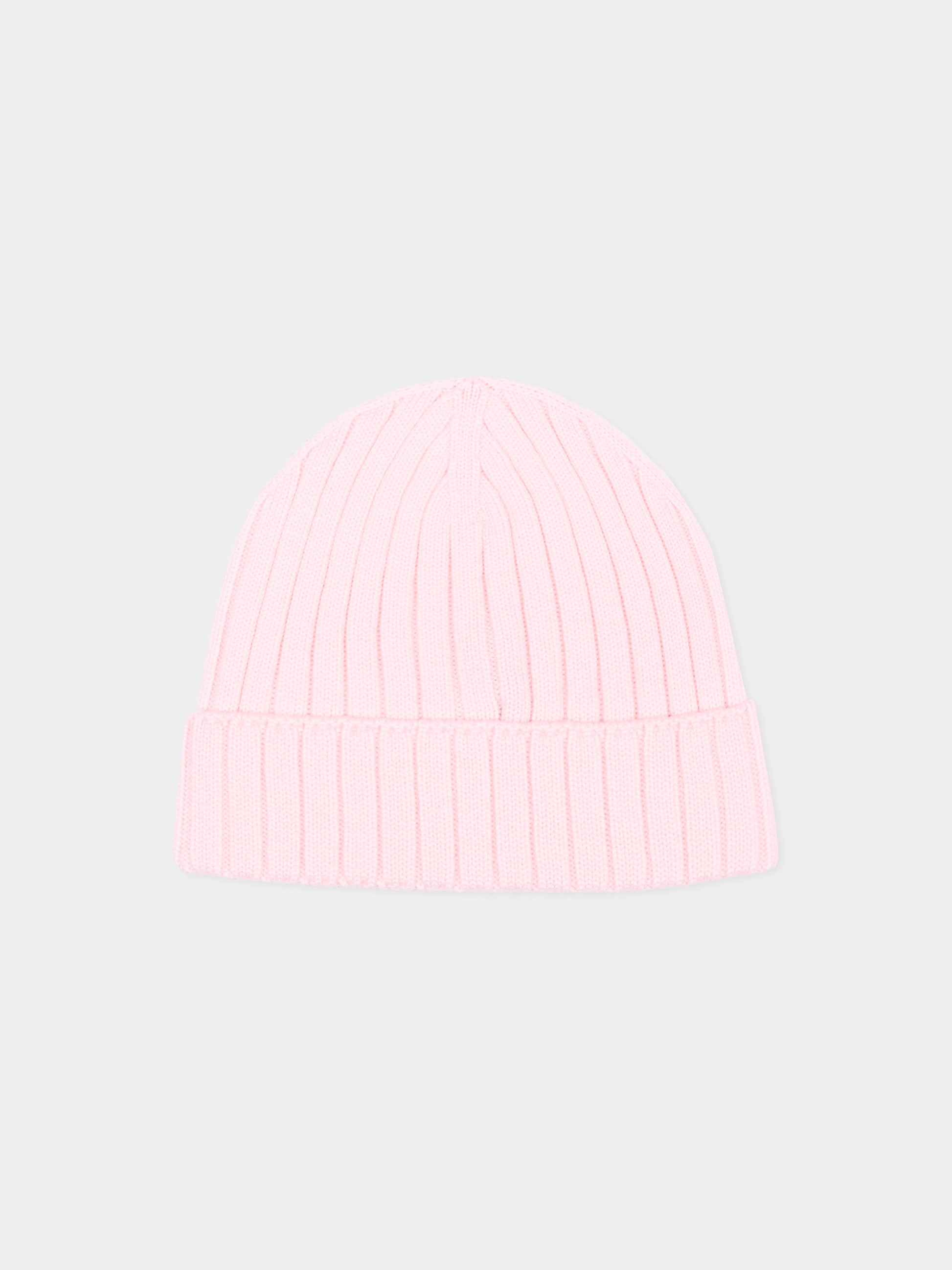 Berretto rosa per neonata con logo,Moncler Kids,L2951 3B00006 M1131 529
