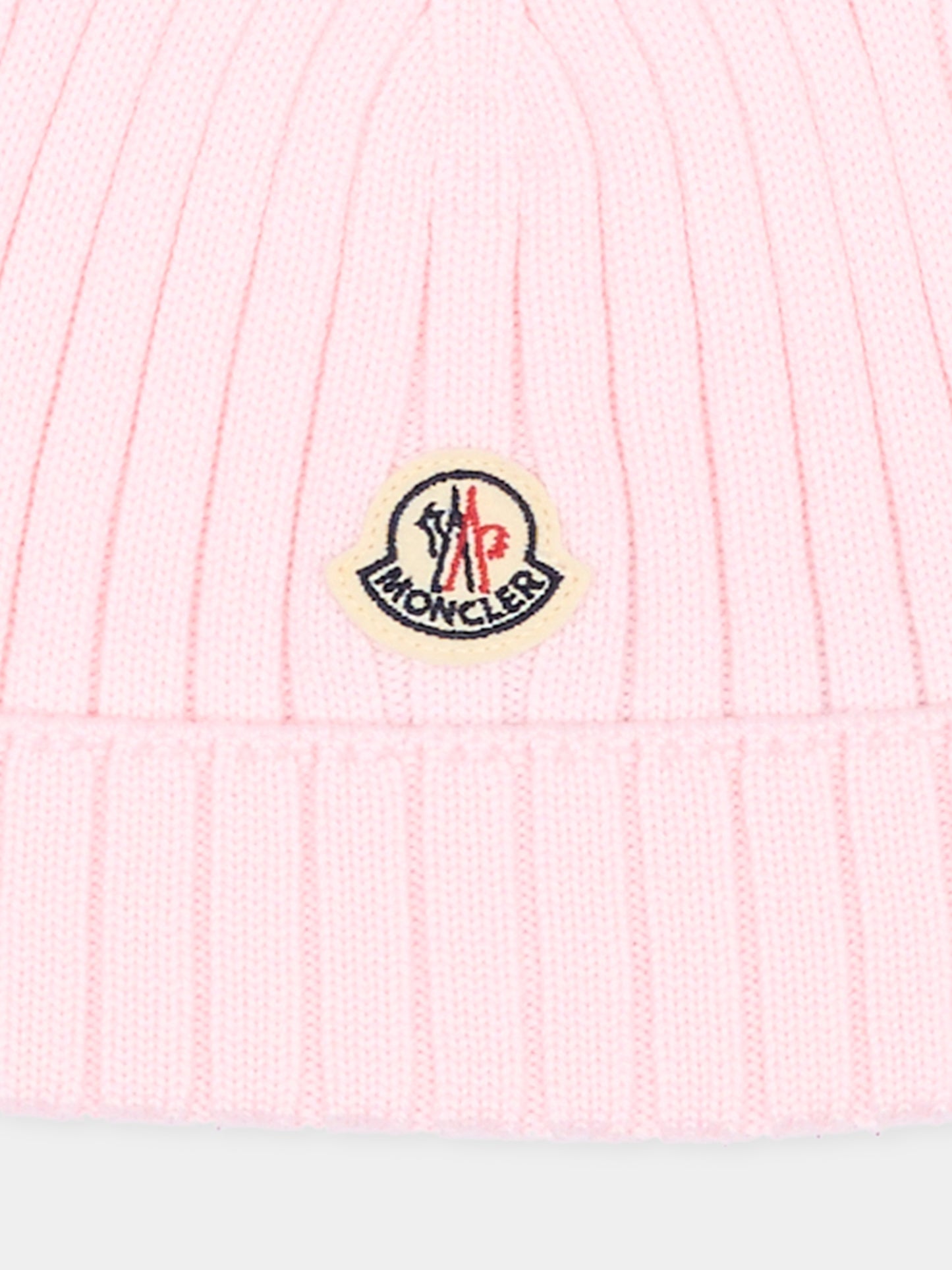 Berretto rosa per neonata con logo,Moncler Kids,L2951 3B00006 M1131 529