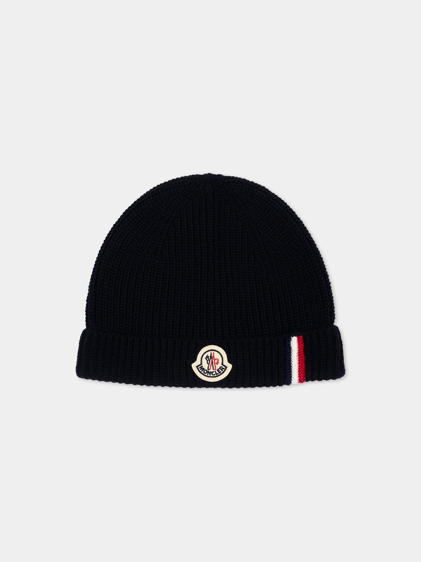 Berretto blu per neonato con logo,Moncler Kids,L2951 3B00007 M1241 742