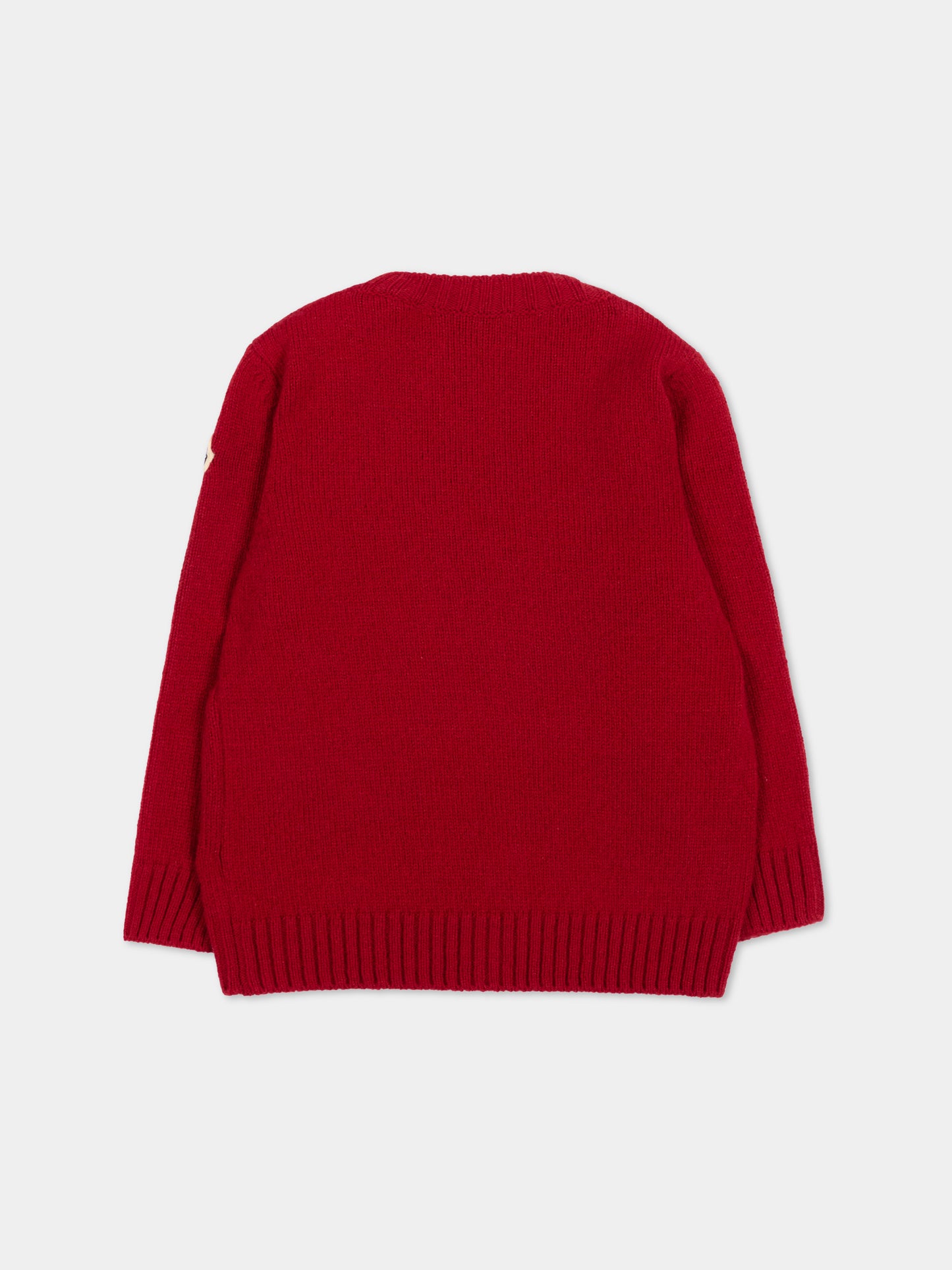 Maglione rosso per neonato con pinguino,Moncler Kids,L2951 9C00002 M4281 457