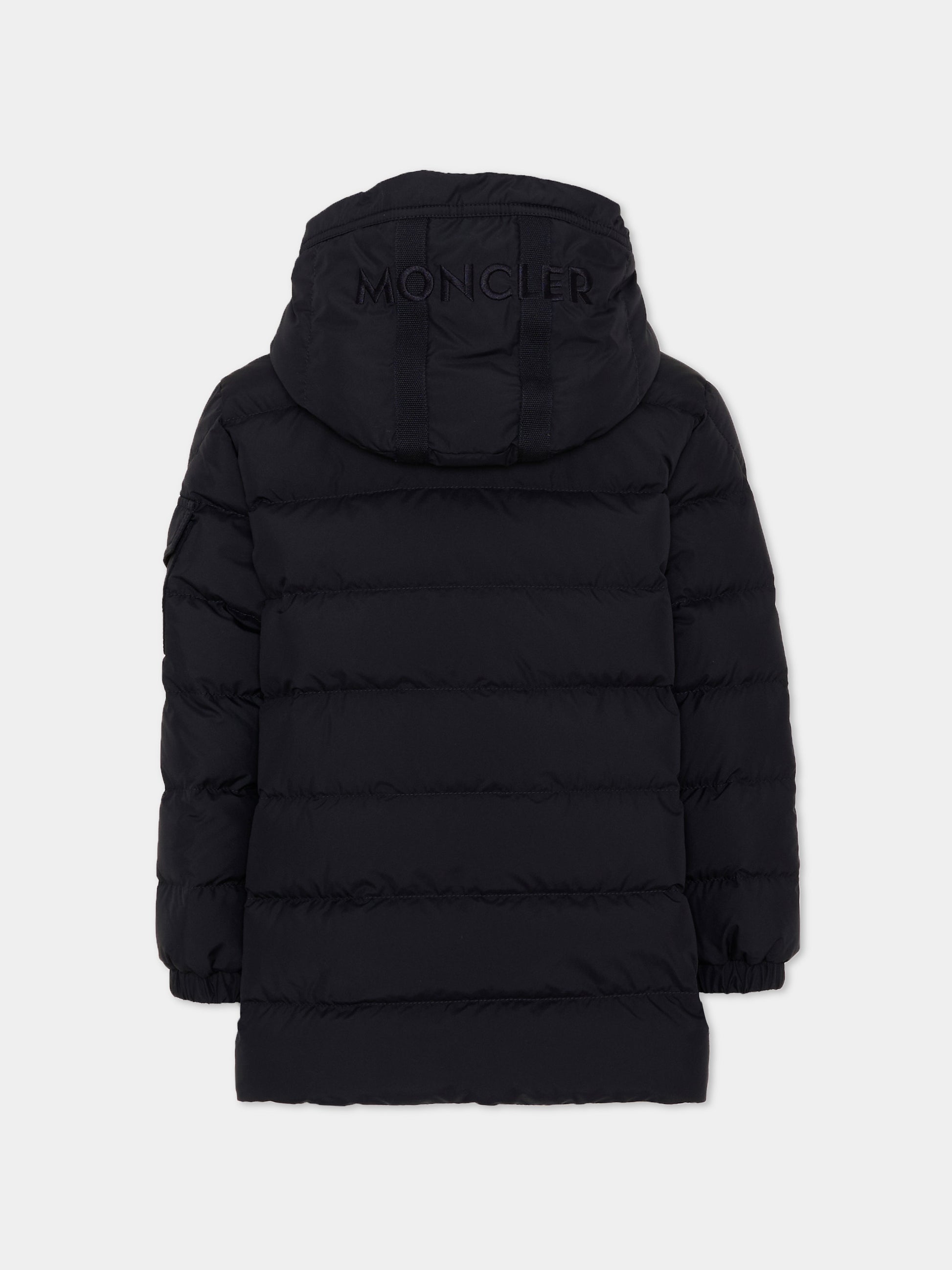 Piumino blu Brannock per bambino con logo,Moncler Kids,L2954 1A00021 597YW 778