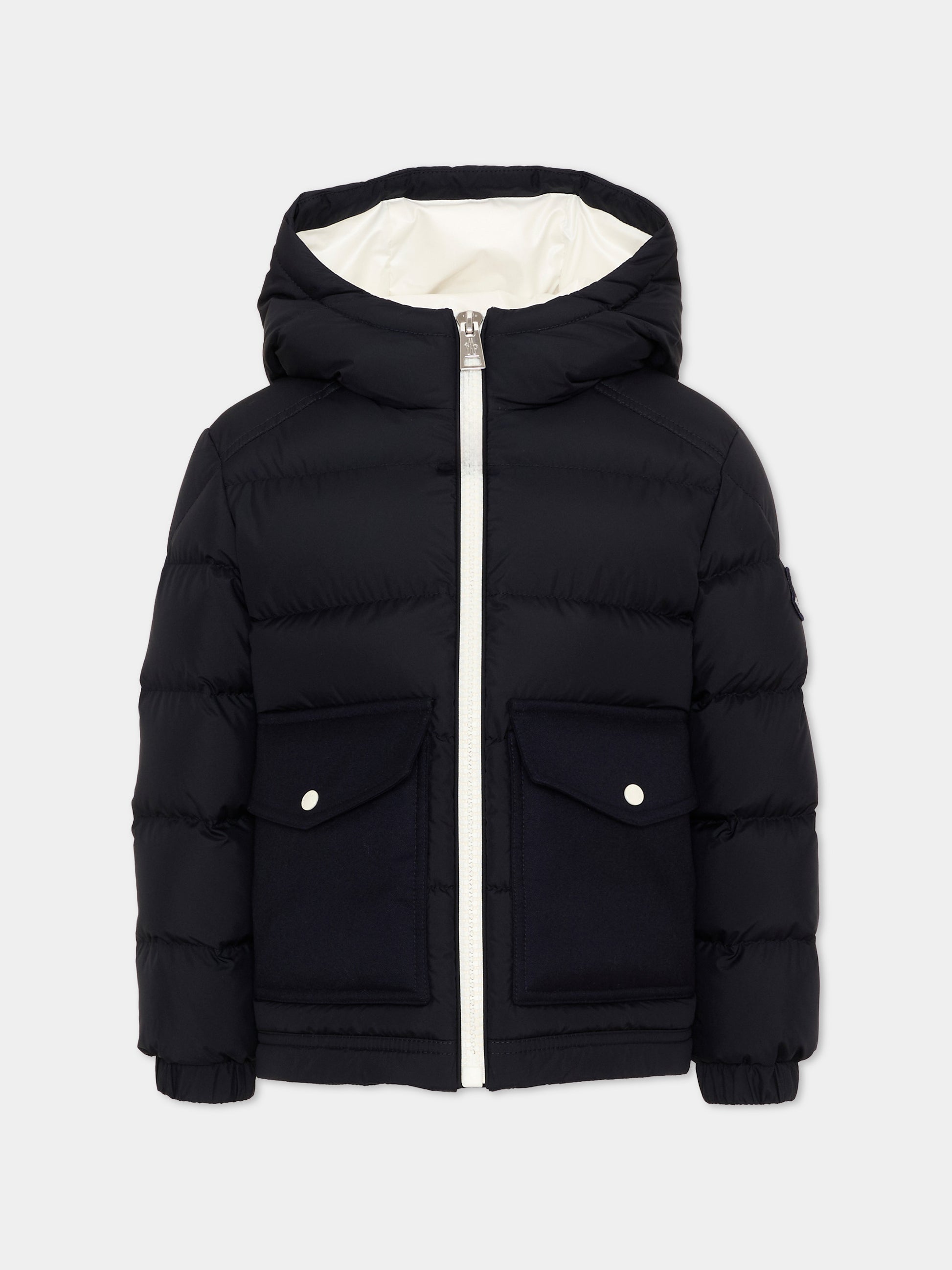 Piumino blu Ignatius per bambino con logo,Moncler Kids,L2954 1A00047 597YW 778