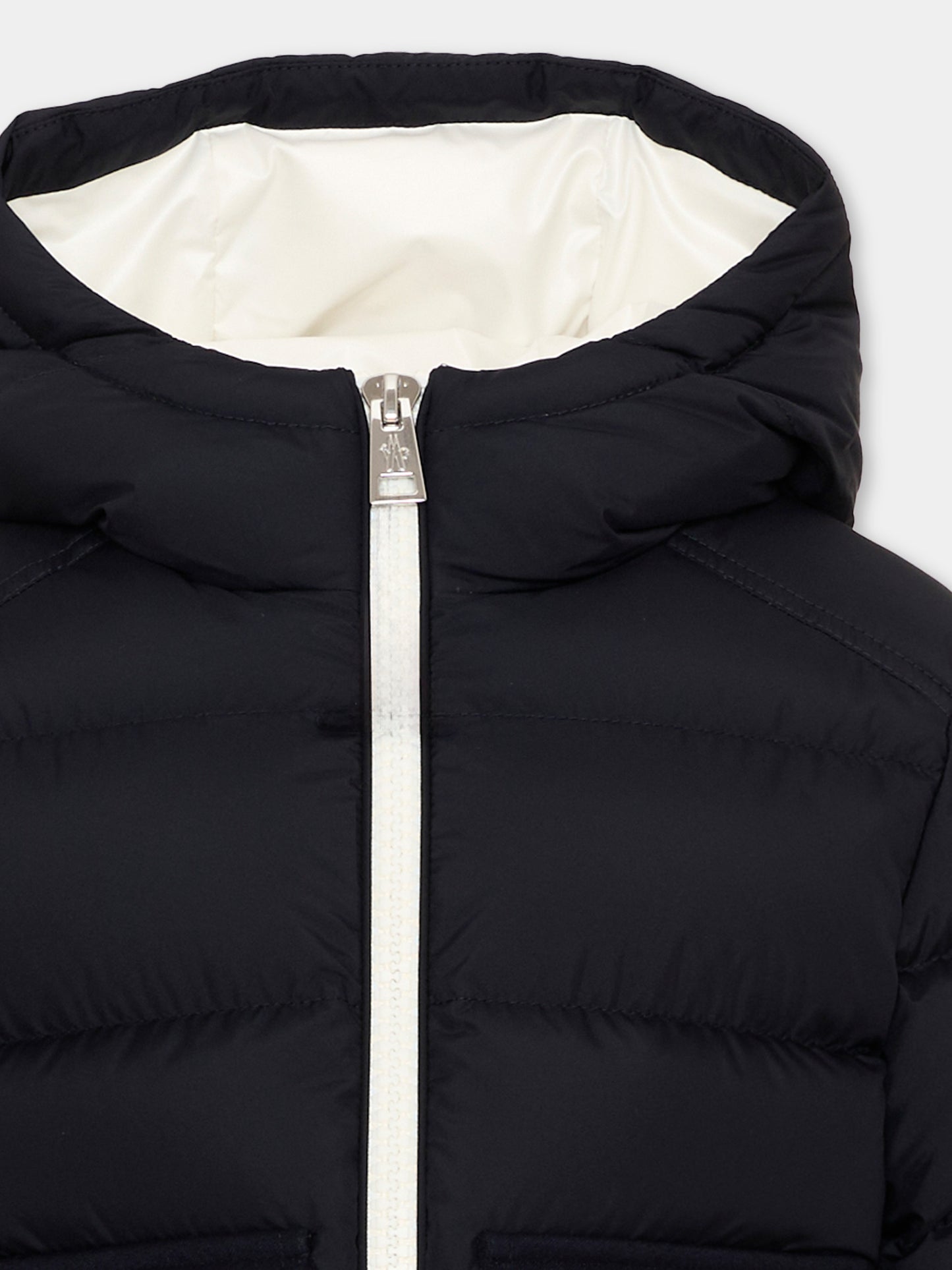 Piumino blu Ignatius per bambino con logo,Moncler Kids,L2954 1A00047 597YW 778