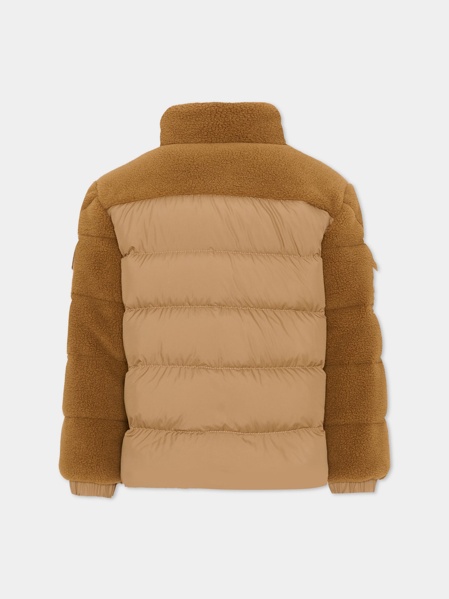 Piumino beige Mich per bambini in teddy con logo,Moncler Kids,L2954 1A00067 89BBG 249