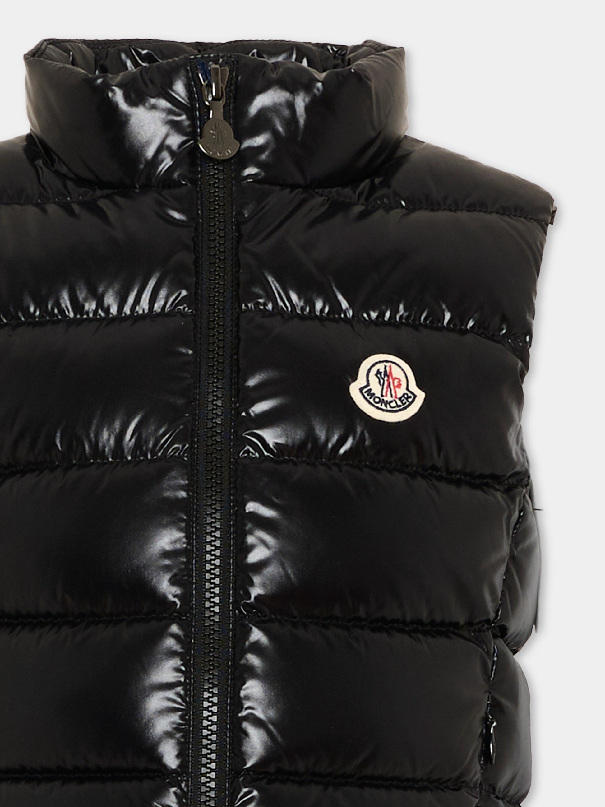 Gilet nero Ghany per bambina con logo,Moncler Kids,L2954 1A52810 68950 999