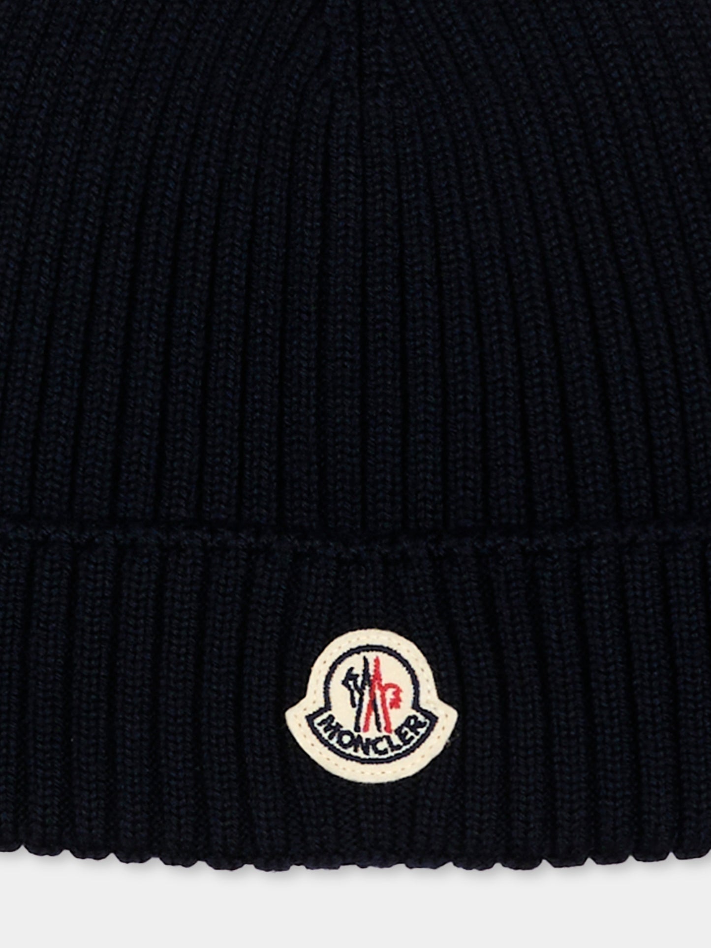 Berretto blu per bambino con logo,Moncler Kids,L2954 3B00009 M1131 742