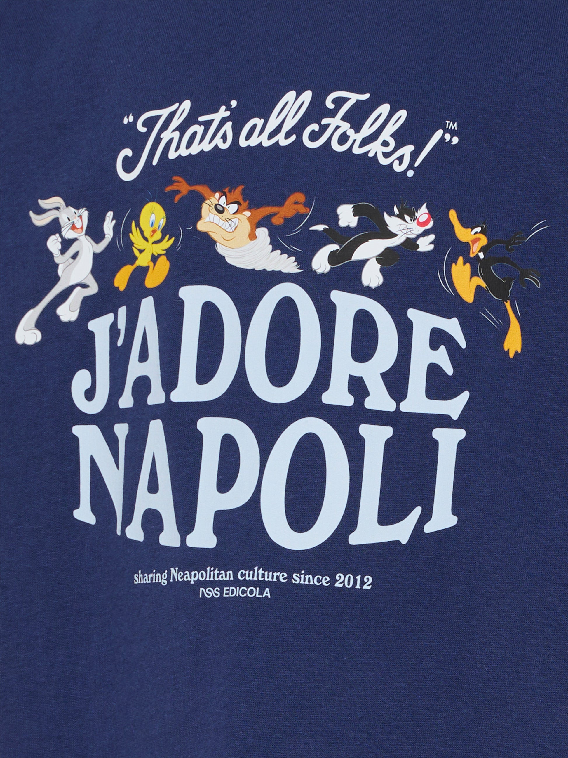 T-shirt blu per bambino con Looney Tunes,J'adore Napoli,J'ADORE NAPOLI LOONEY TUNES T-SHIRT KIDS BLUE