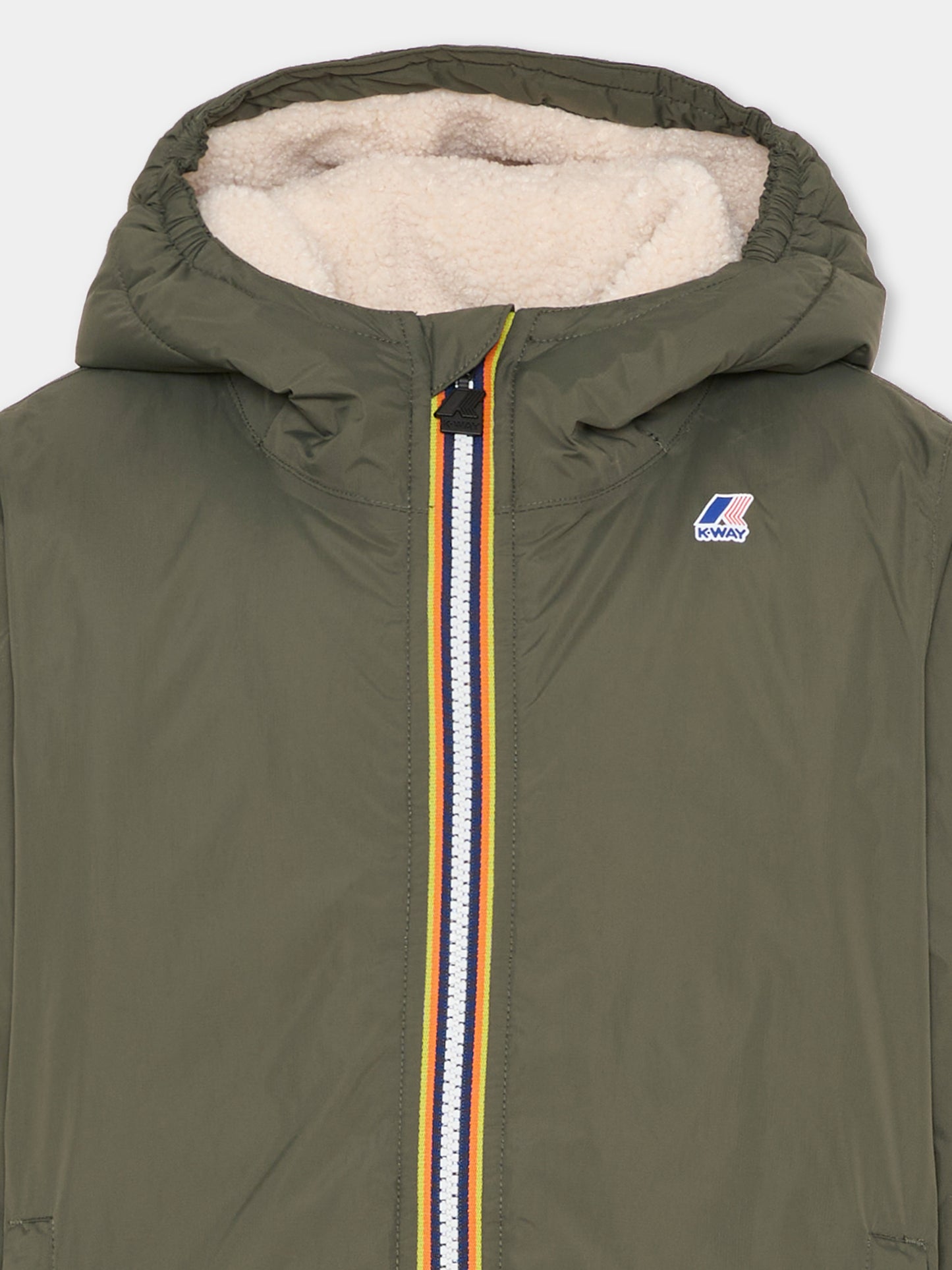 Giubbotto verde Claudine Orsetto per bambini con logo,K-way,K7142TW WMR