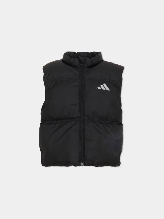 Gilet nero per bambini con logo,Adidas,KH0203