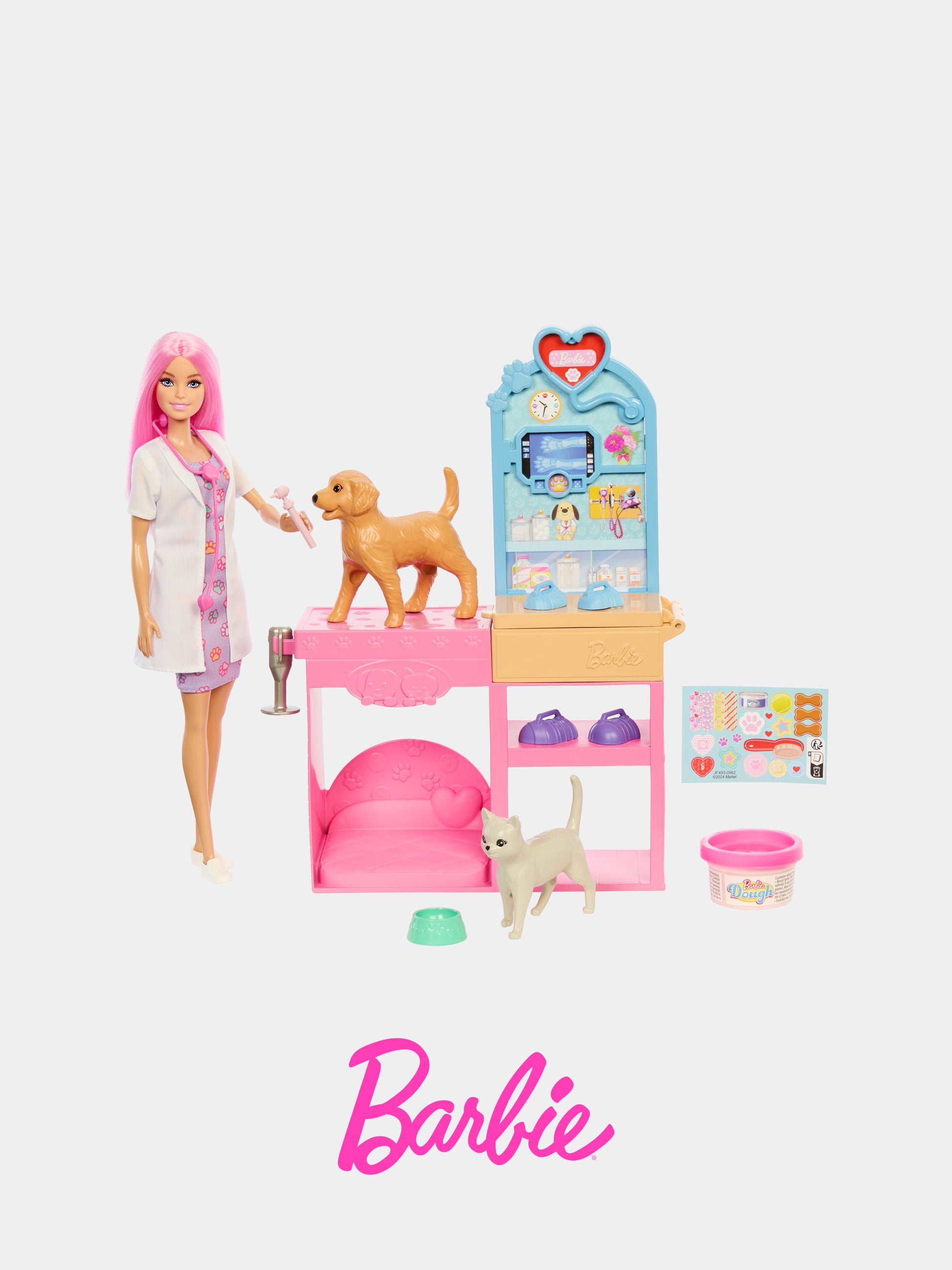 Playset Barbie Veterinaria per bambina con animali,Barbie,JFX93