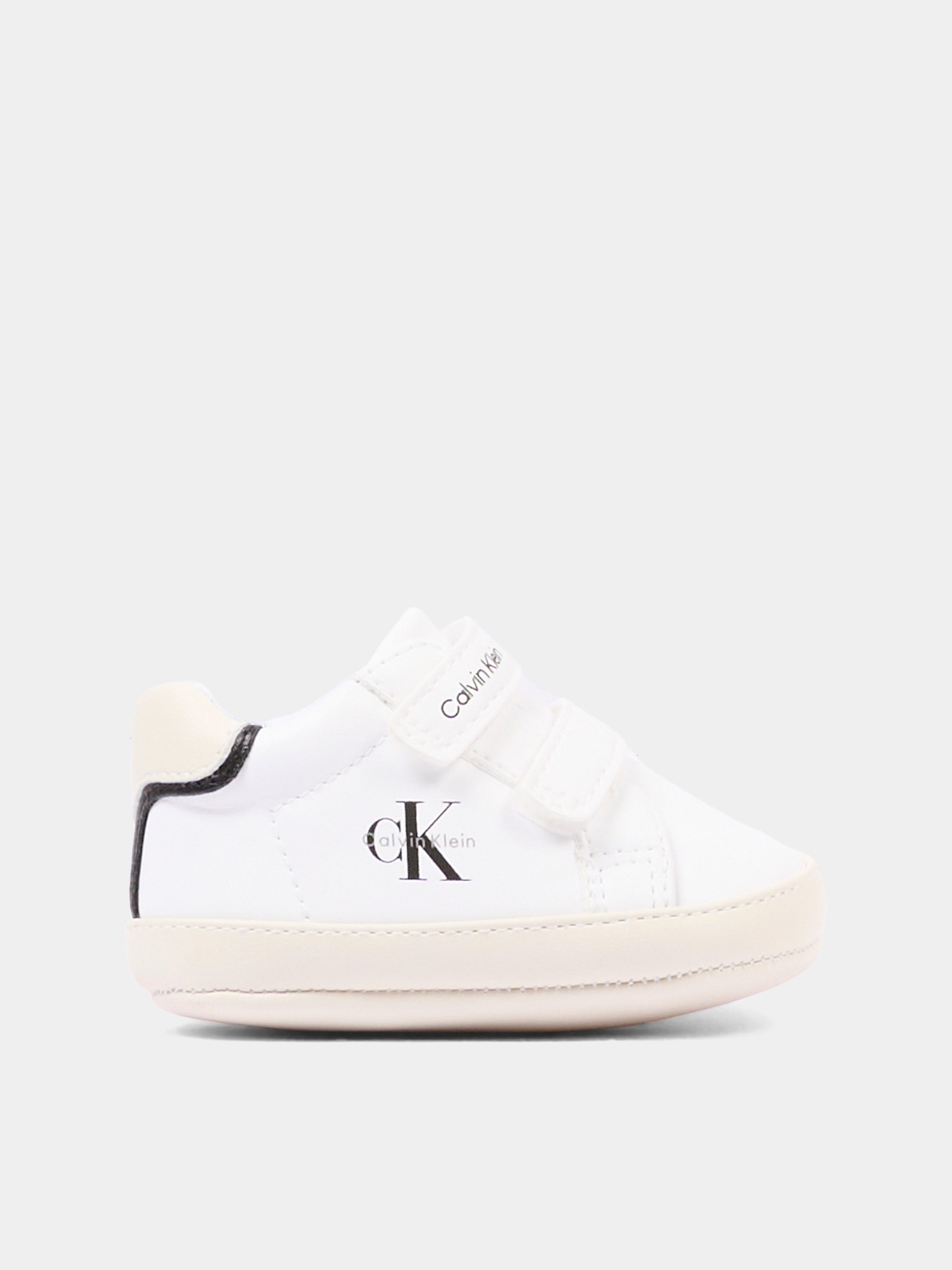Sneakers bianche per neonati con logo,Calvin Klein Kids,V0B9 83437 1582Y631