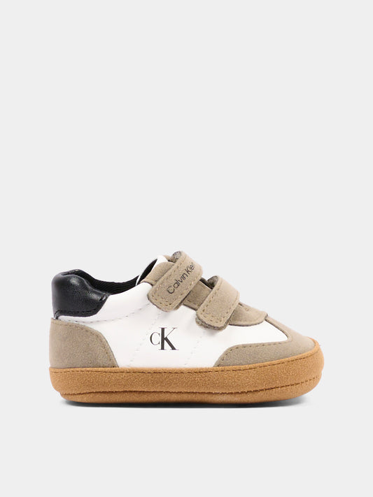 Sneakers beige per neonato con velcro,Calvin Klein Kids,V0B9 83438 1976Y746