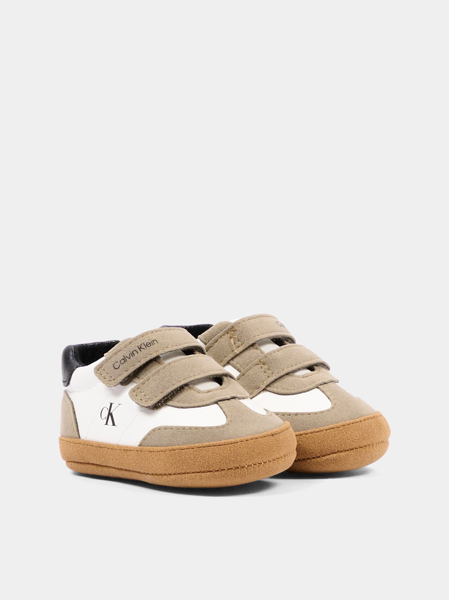 Sneakers beige per neonato con velcro,Calvin Klein Kids,V0B9 83438 1976Y746