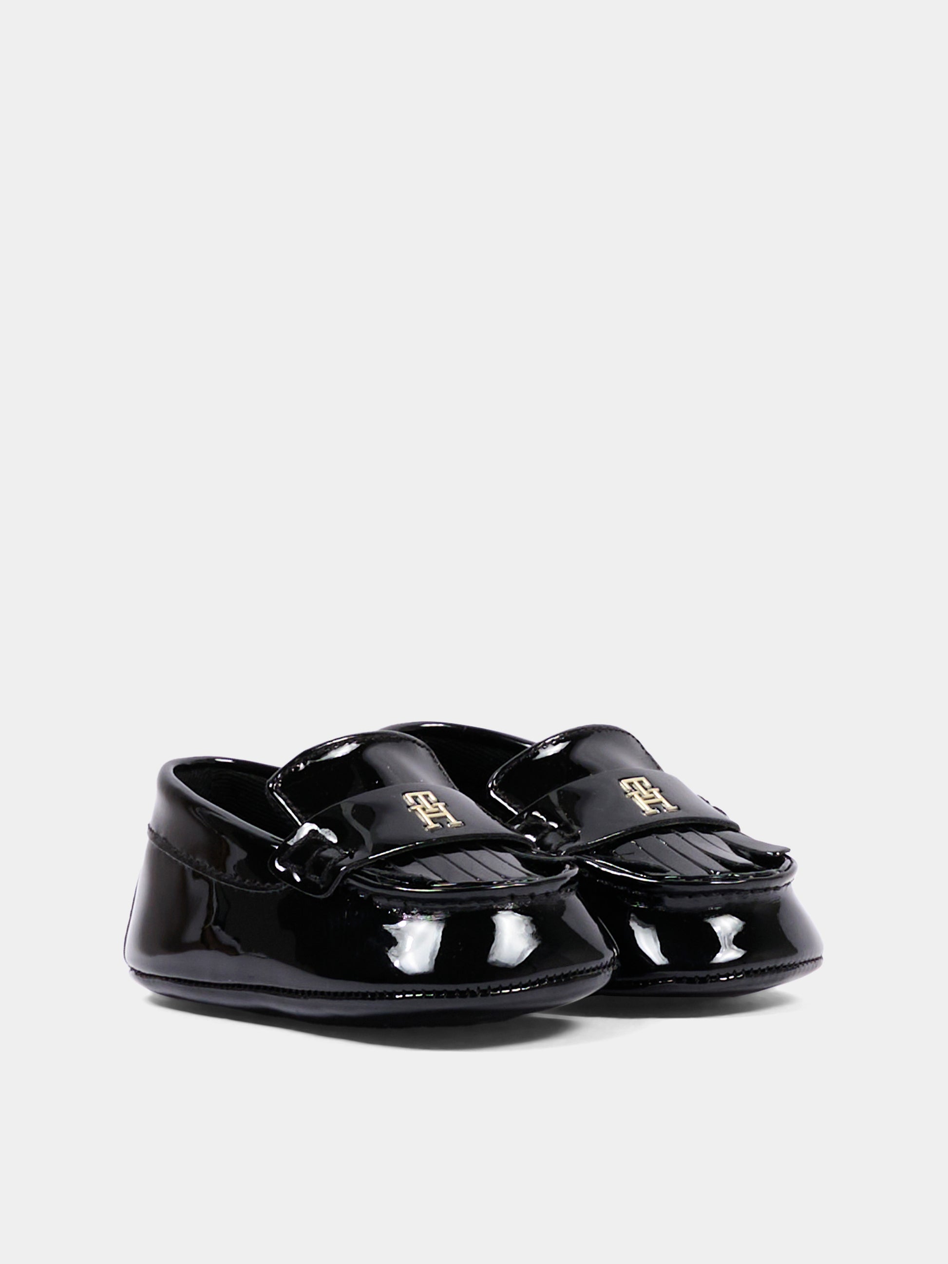 Mocassini neri per neonata con logo,Tommy Hilfiger Junior,T0A4 35055 1847999