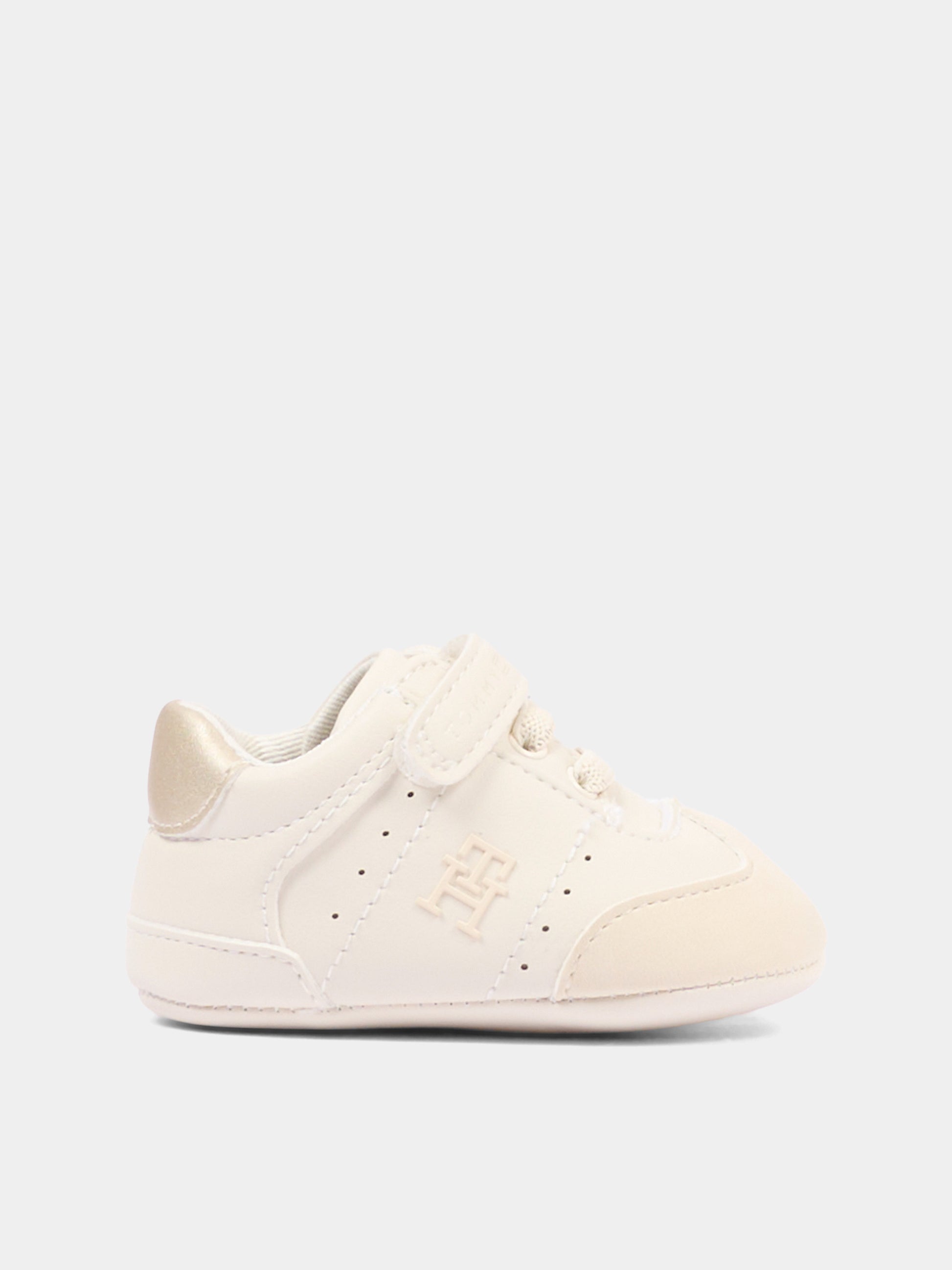 Sneakers avorio per neonati con logo,Tommy Hilfiger Junior,T0A9 35058 1755A681