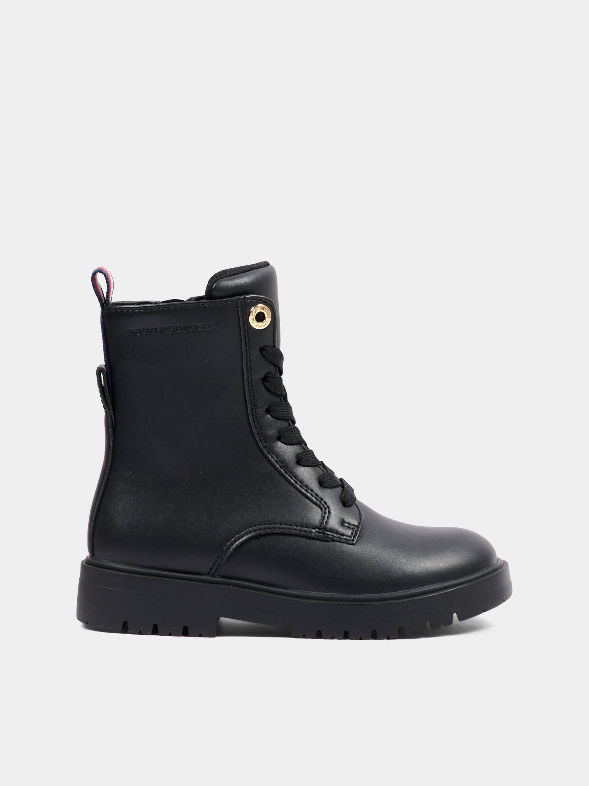 Anfibi nero per bambina con logo,Tommy Hilfiger Junior,T3A5 35157 1355999