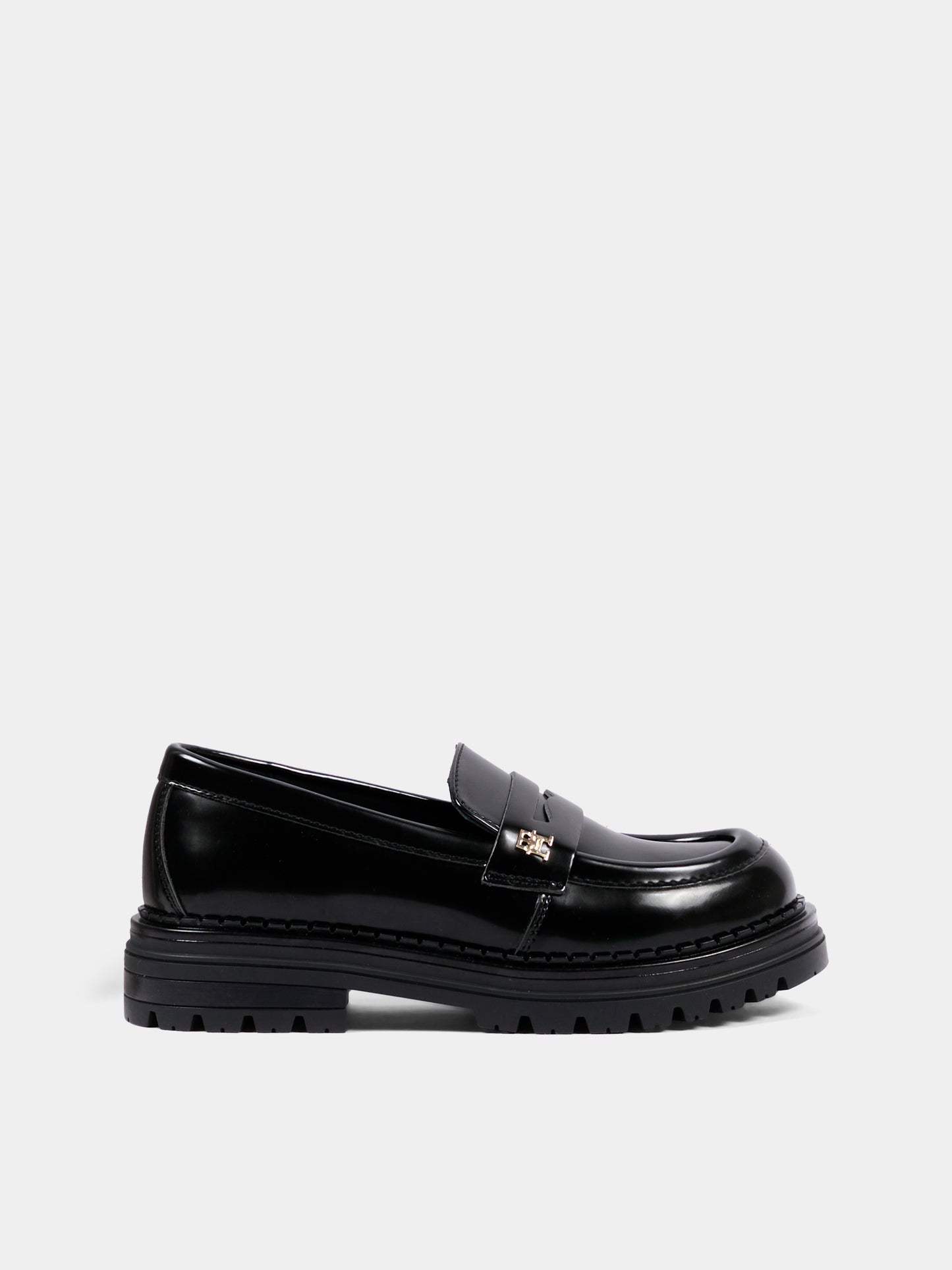 Mocassini nero per bambina con logo,Tommy Hilfiger Junior,T4A4 35170 0822999