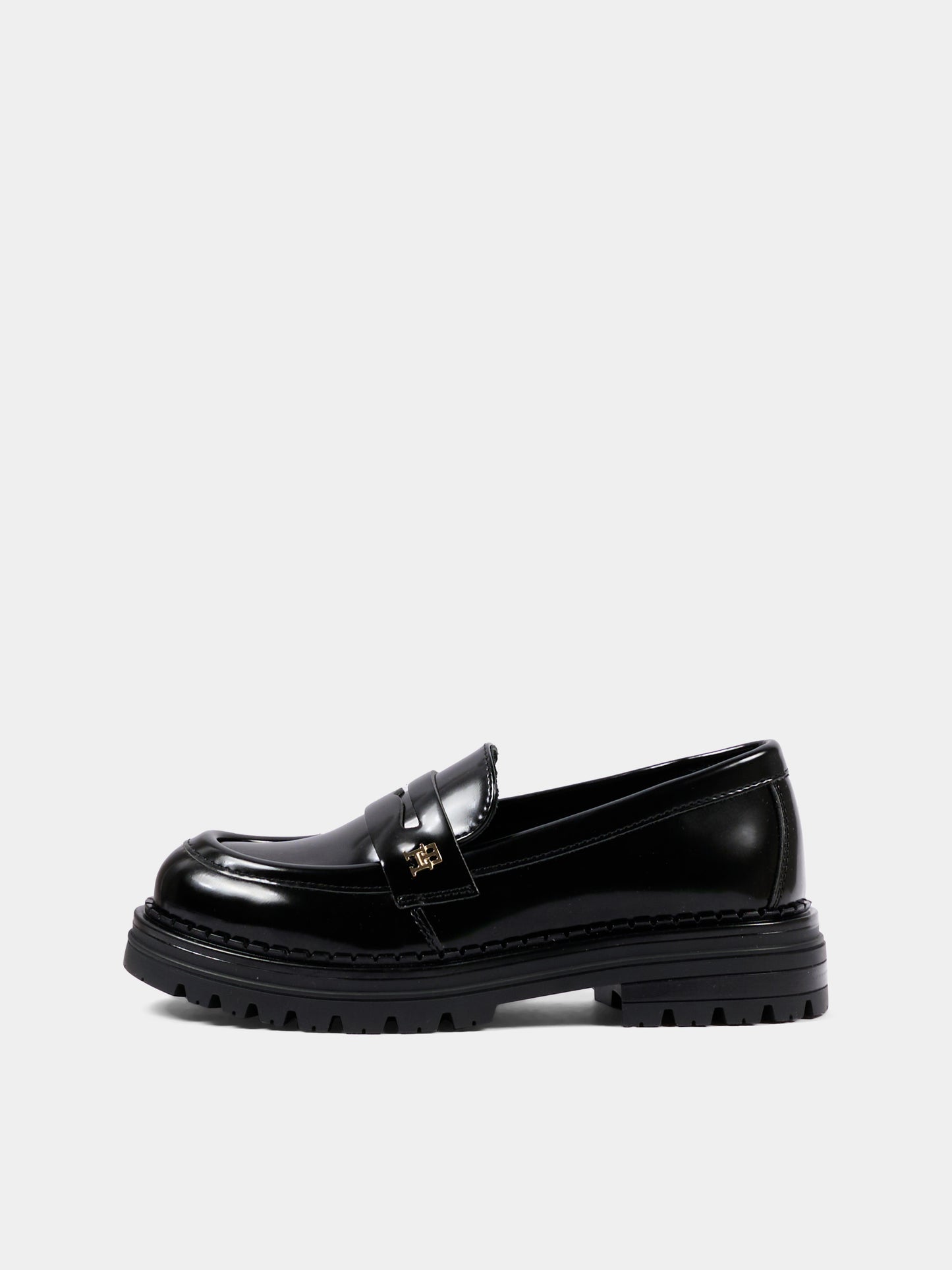 Mocassini nero per bambina con logo,Tommy Hilfiger Junior,T4A4 35170 0822999