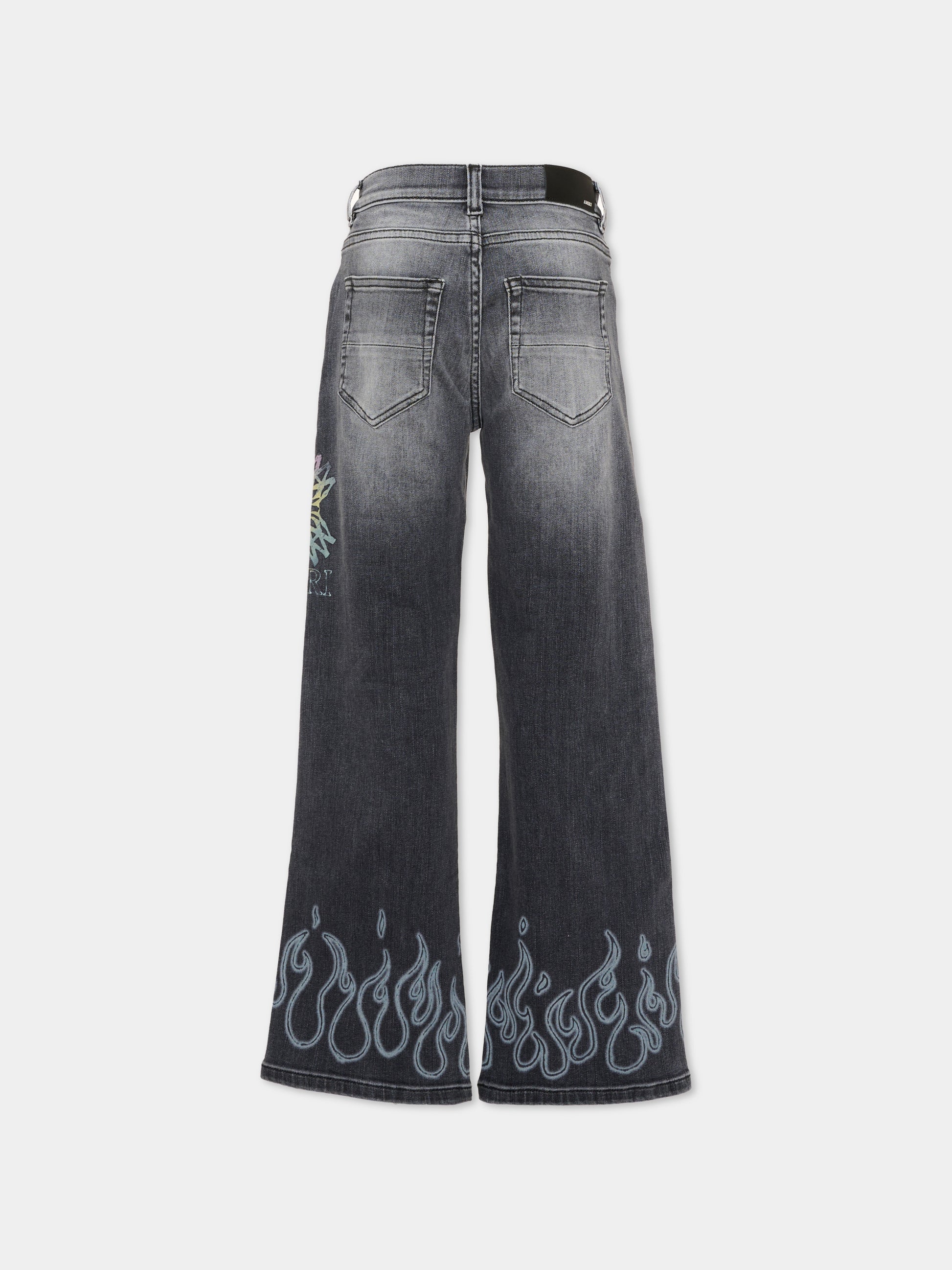 Jeans denim per bambini con fiamme,Amiri,ACBMJE1005 030 GREY