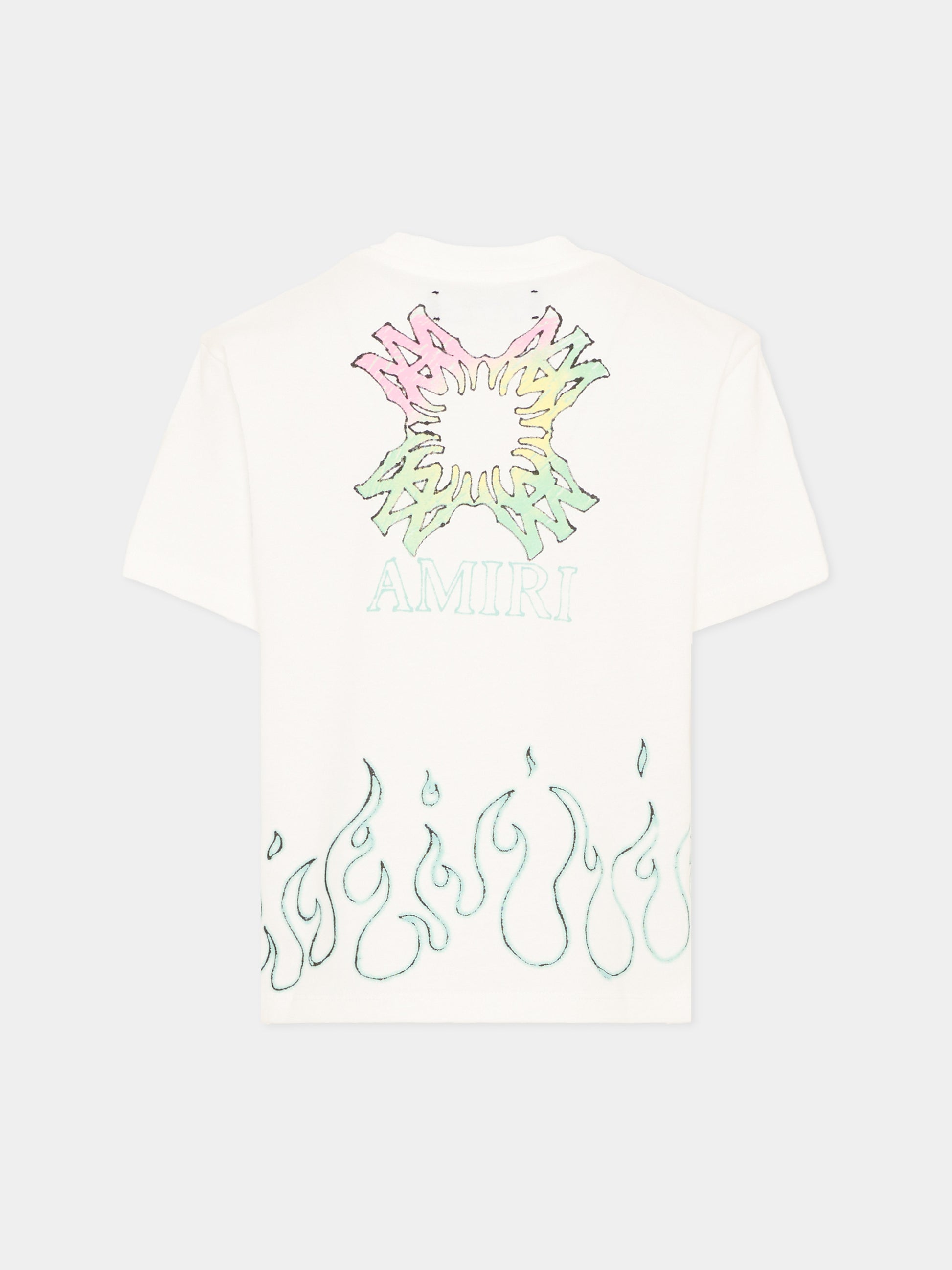 T-Shirt avorio per bambini con fiamme,Amiri,ACTOJR1028 127 IVORY