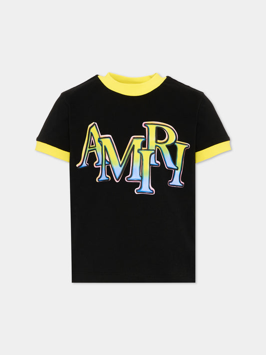 T-Shirt nera per bambini con logo,Amiri,ACTOJR1029 001 BLACK